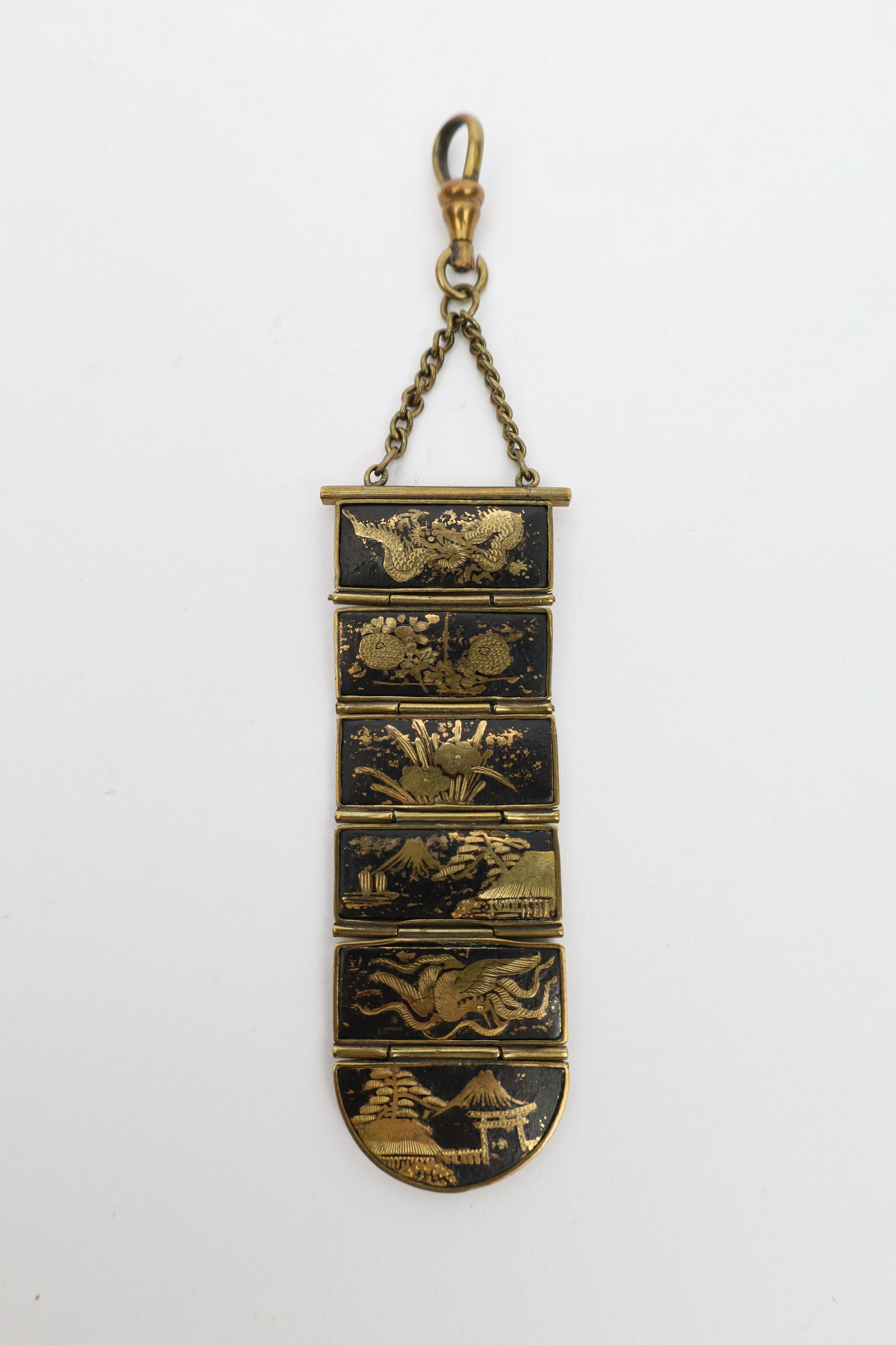 Japanese Damascene Watch Fob Chatelaine Signed (1 of 6)