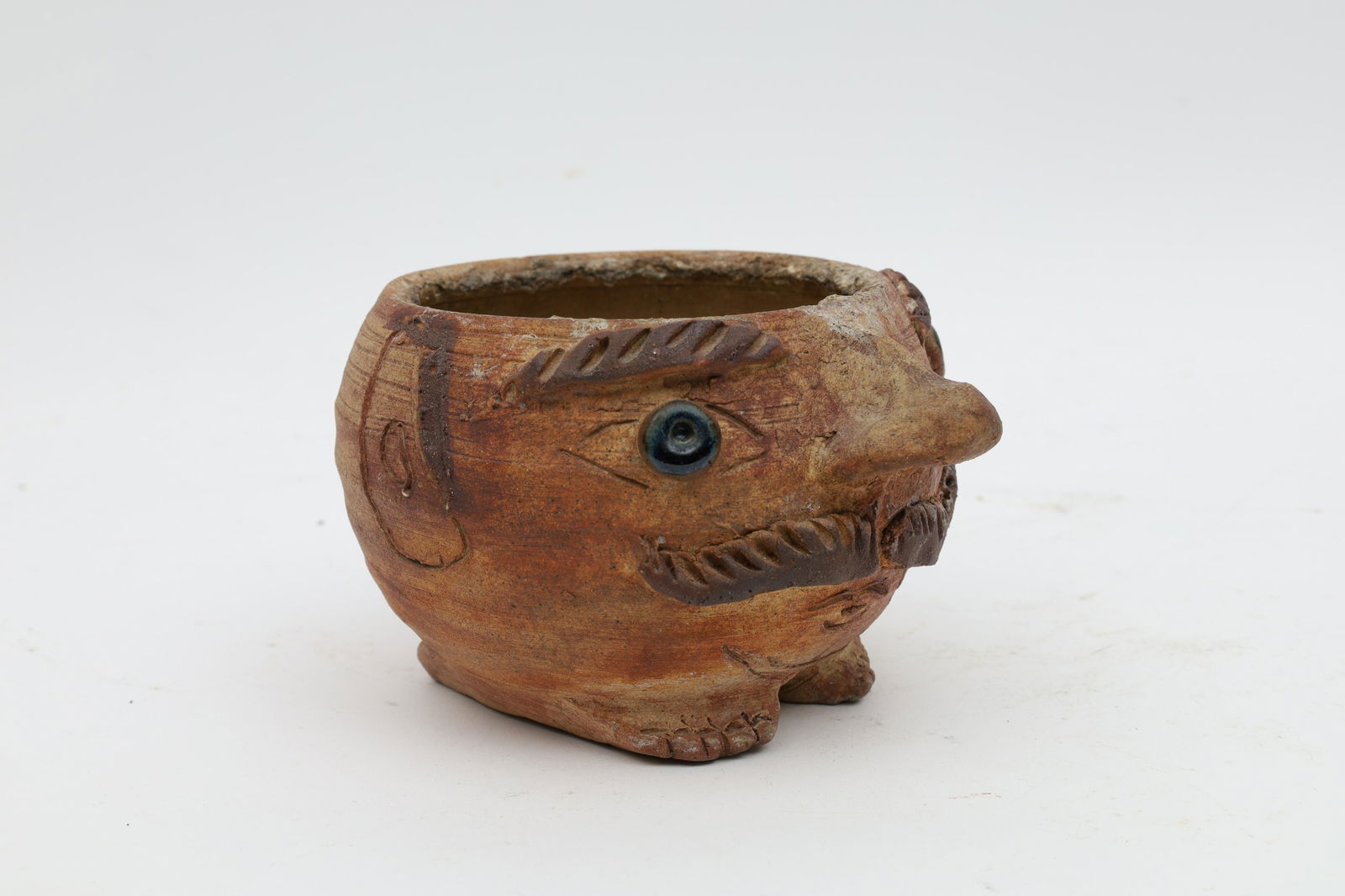 Mcm 1970s Art Pottery Figural Face Planter Signed (1 of 6)