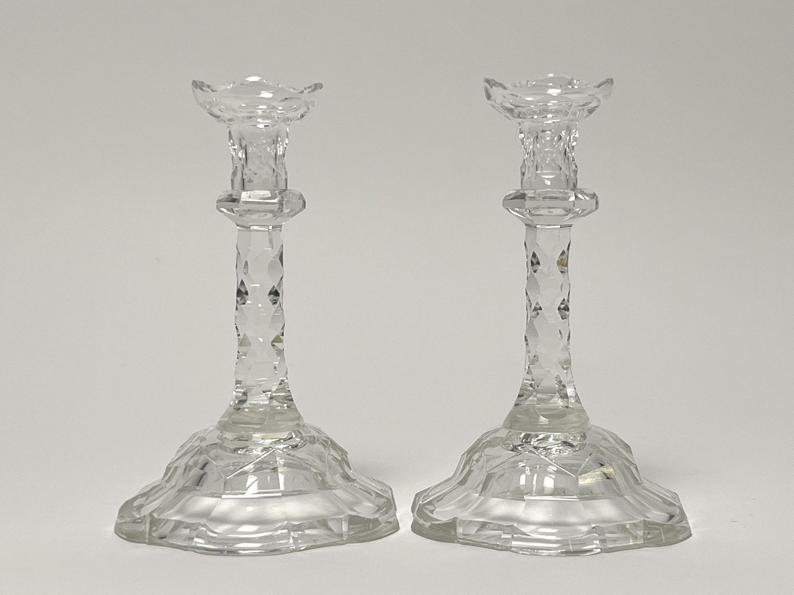 Rare Georgian Cut Glass Diminutive Candlesticks (1 of 5)