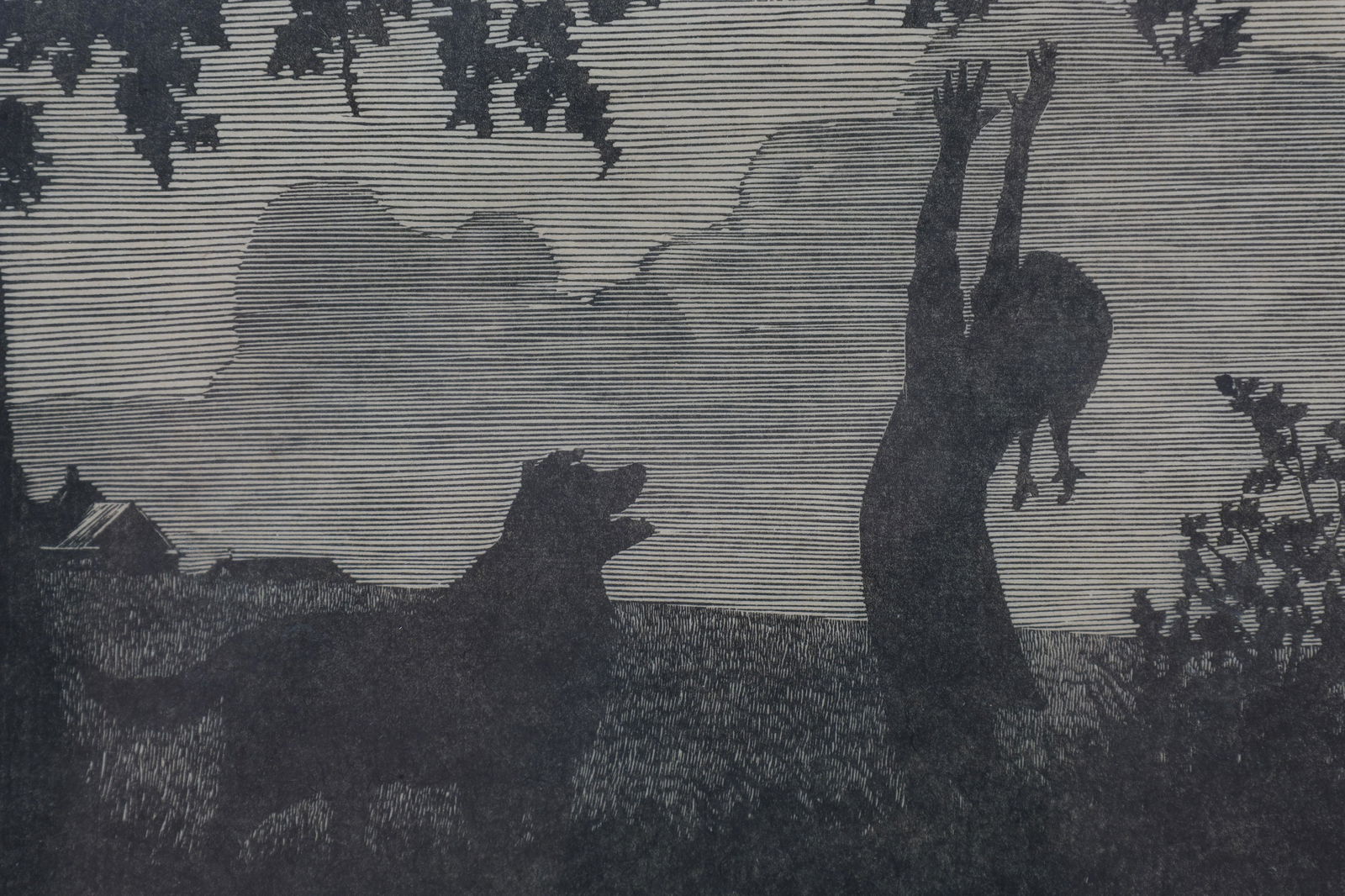 Signed Monochrome Print, Child And Dog In Field (1 of 5)