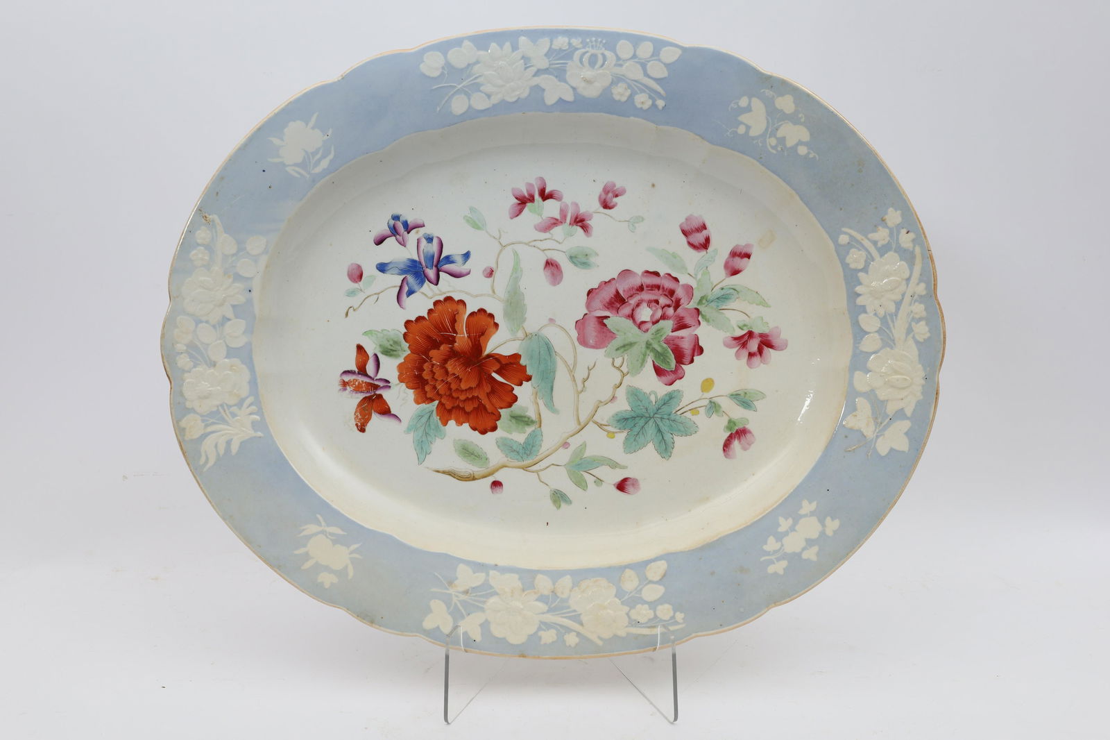 Large Antique English Chinoiserie Painted Platter (1 of 5)