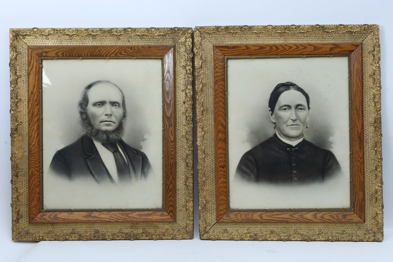 Pair Of Victorian Framed Portrait Prints, His Hers (1 of 4)