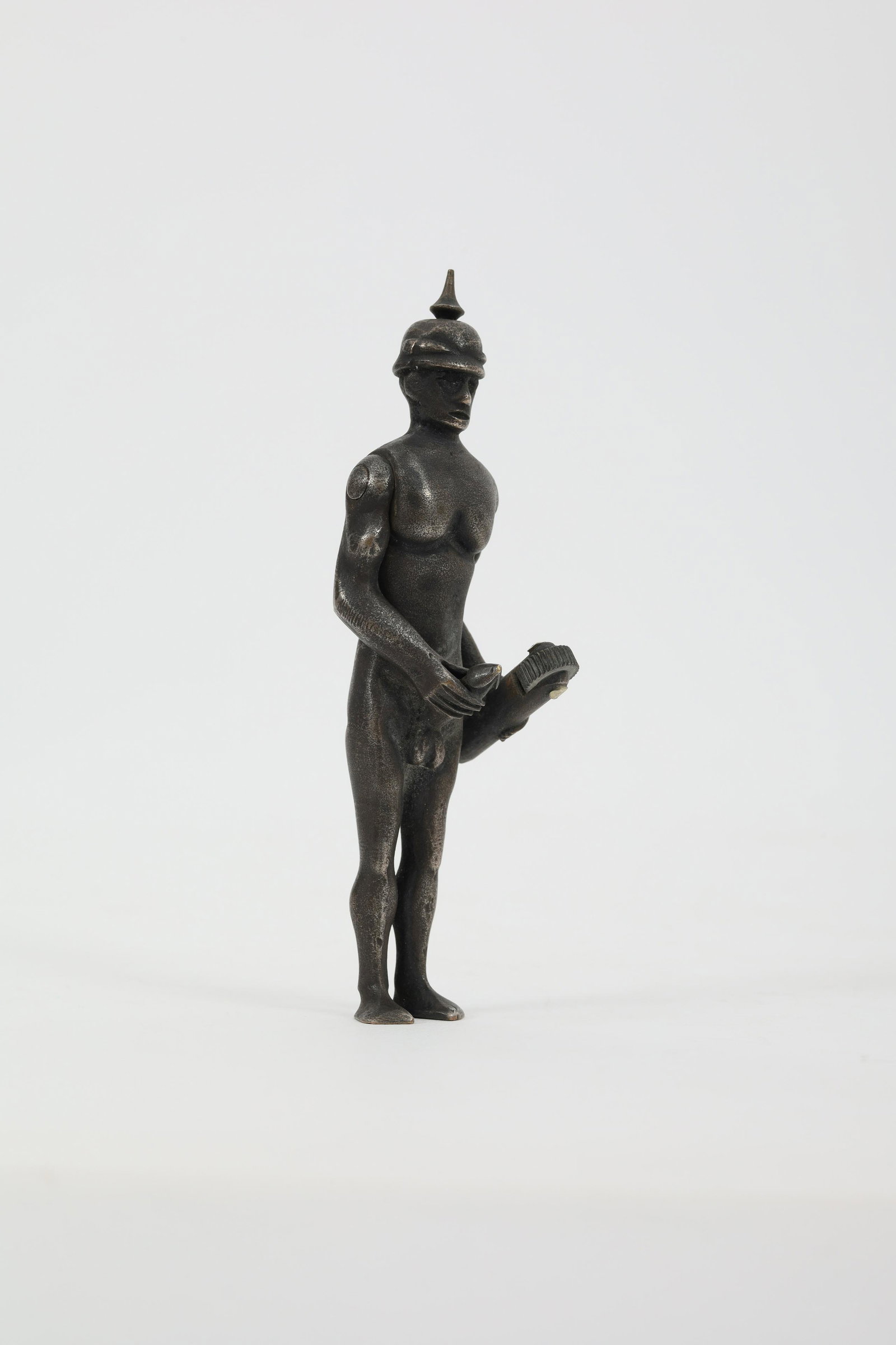Antique Prussian Erotica Silver Plated Brass Male Nude Lighter: Antique Prussian Erotica Silver Plated Brass Male Nude Lighter. 3.25 inches H.