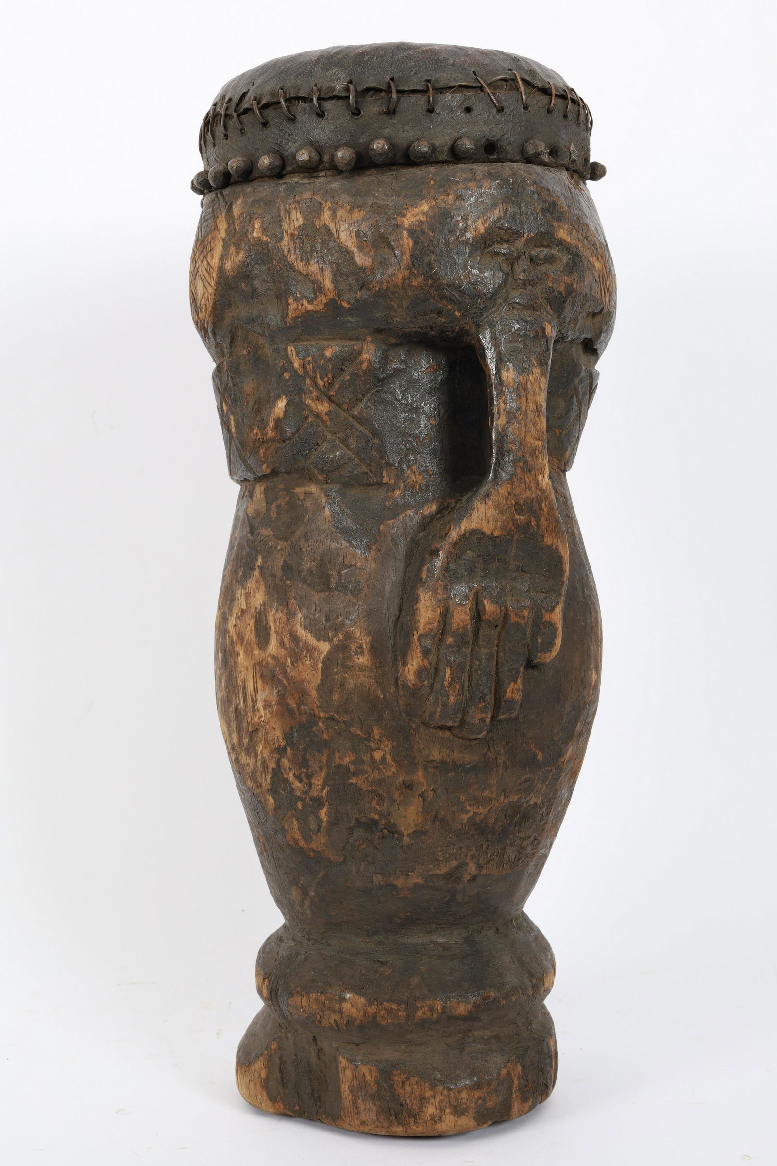 Antique African Carved Tshokwe / Bashilele Drum (1 of 8)