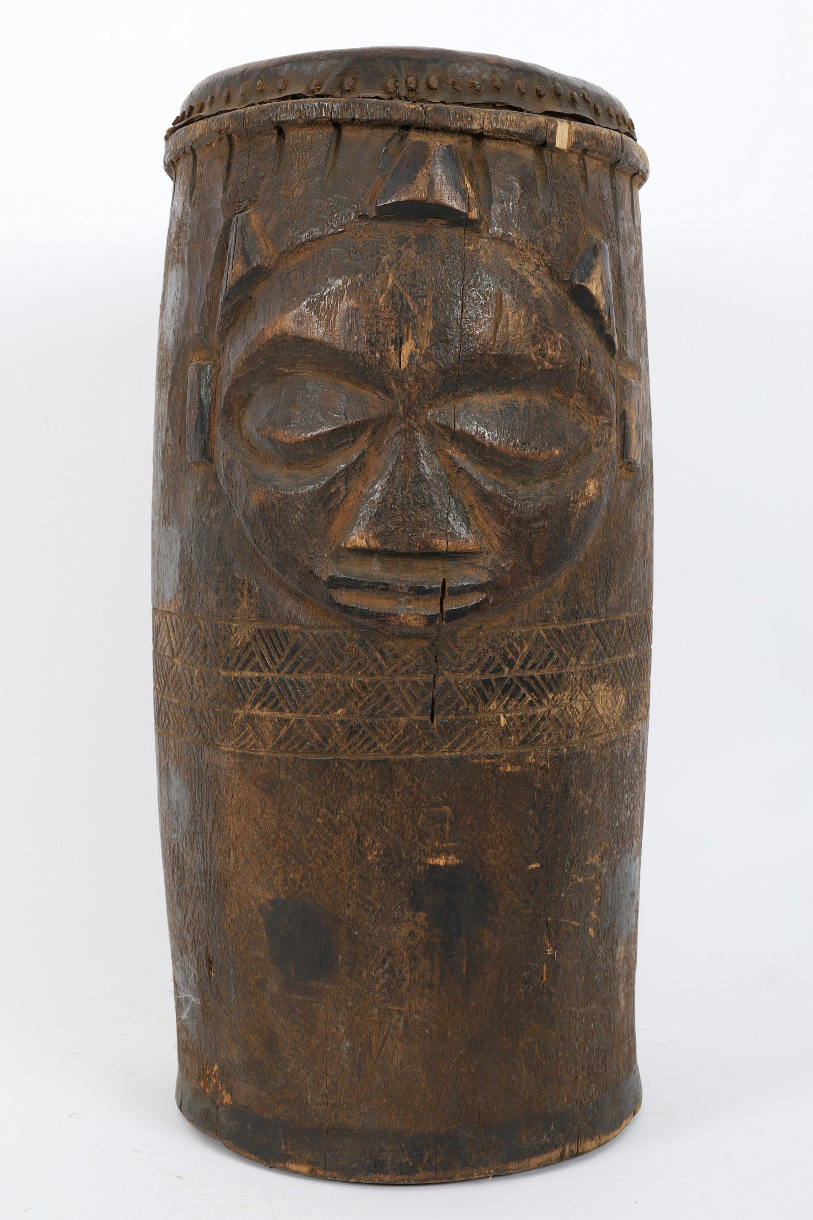 African Carved Tshokwe or Kuba Drum From Angola (1 of 8)