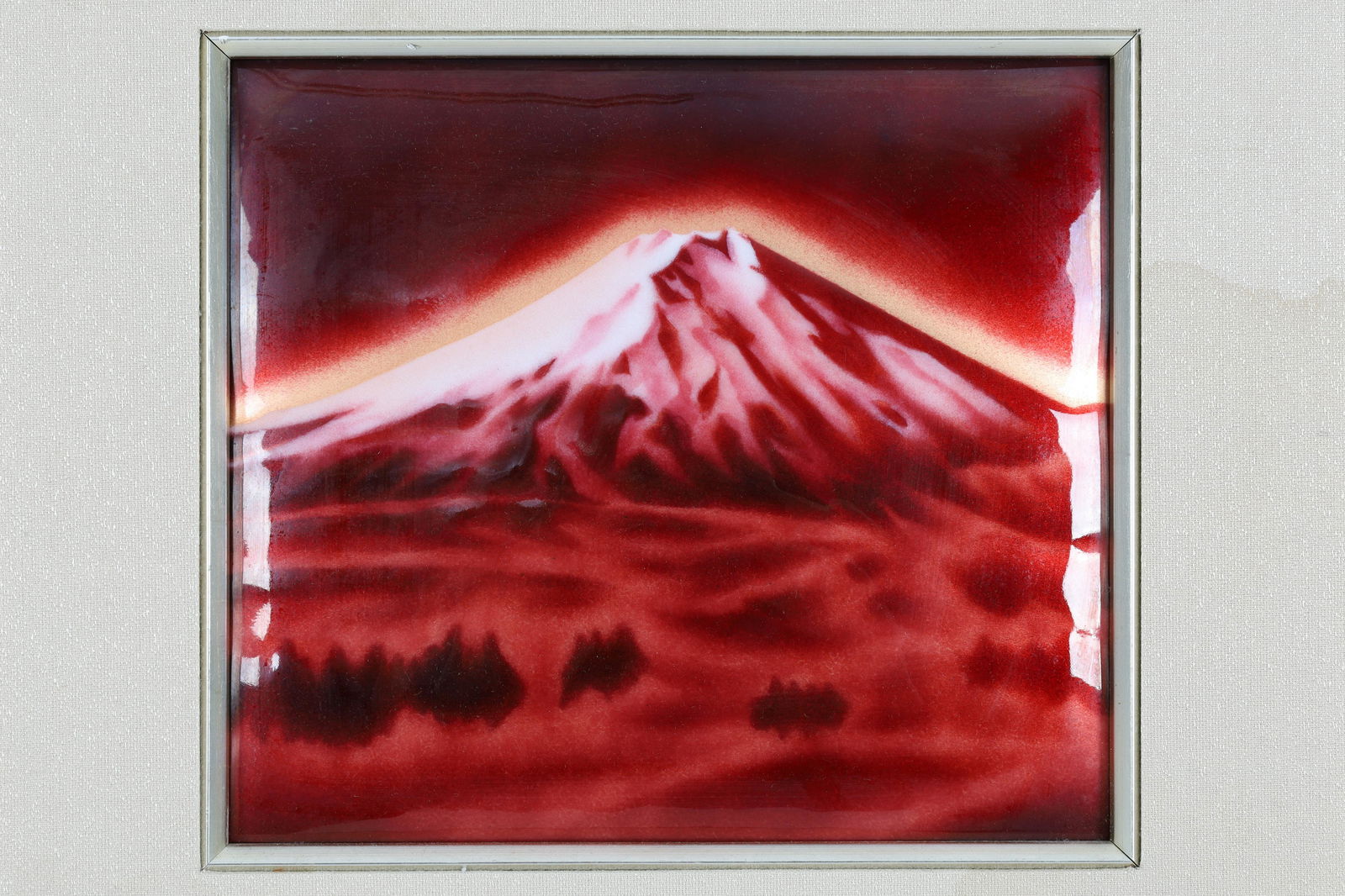Japanese Mt. Fuji Ando Shippen Enamel Plaque (1 of 5)