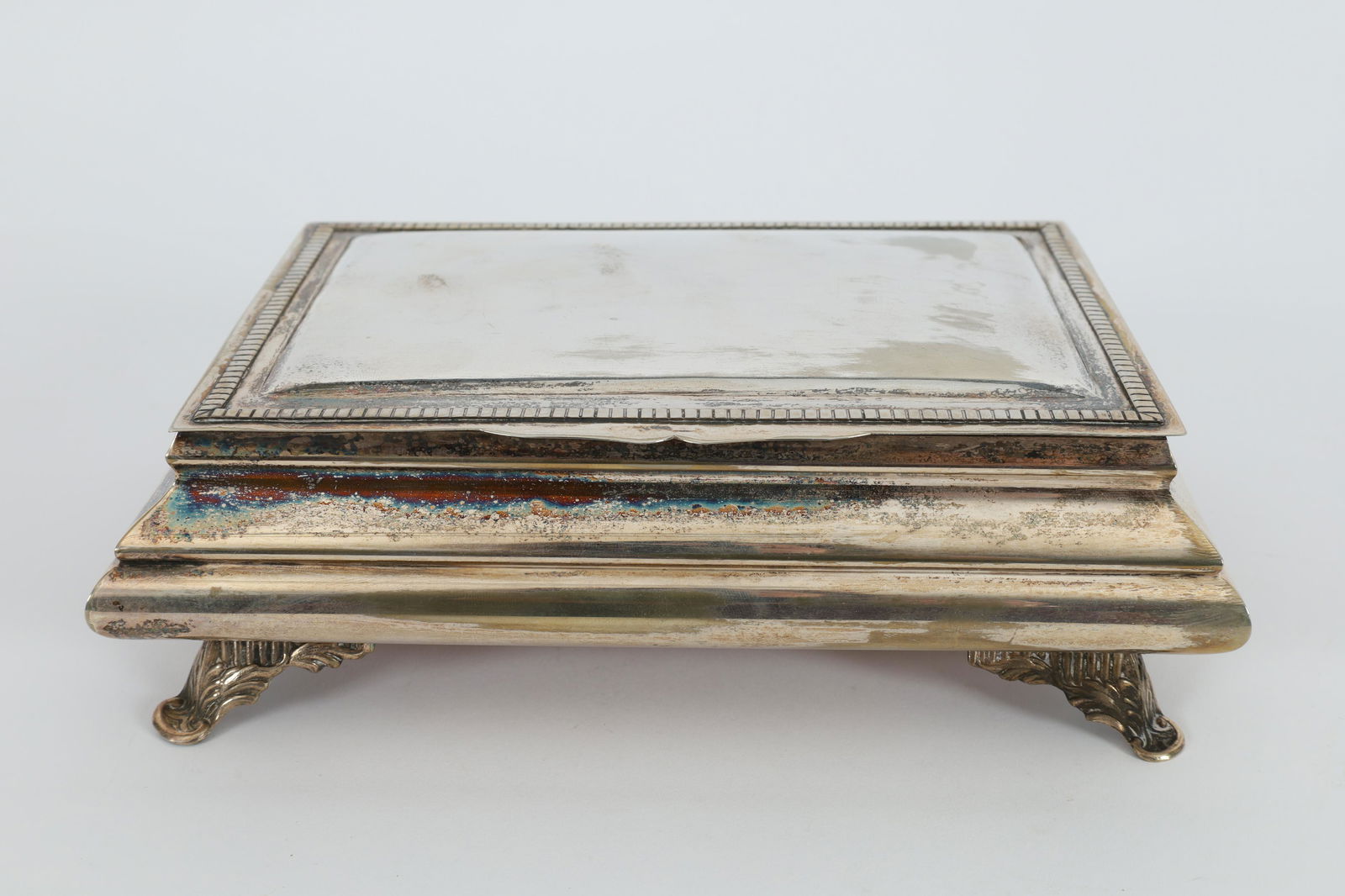 Vintage Silver Plated Footed Jewelry Trinket Box (1 of 7)
