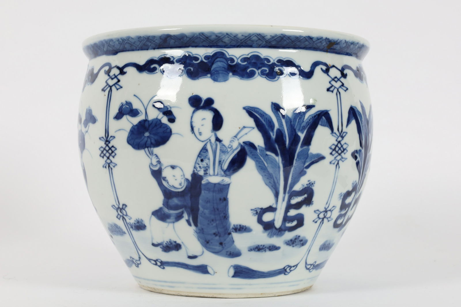 Antique Chinese Blue and White Signed Figural Pot (1 of 11)