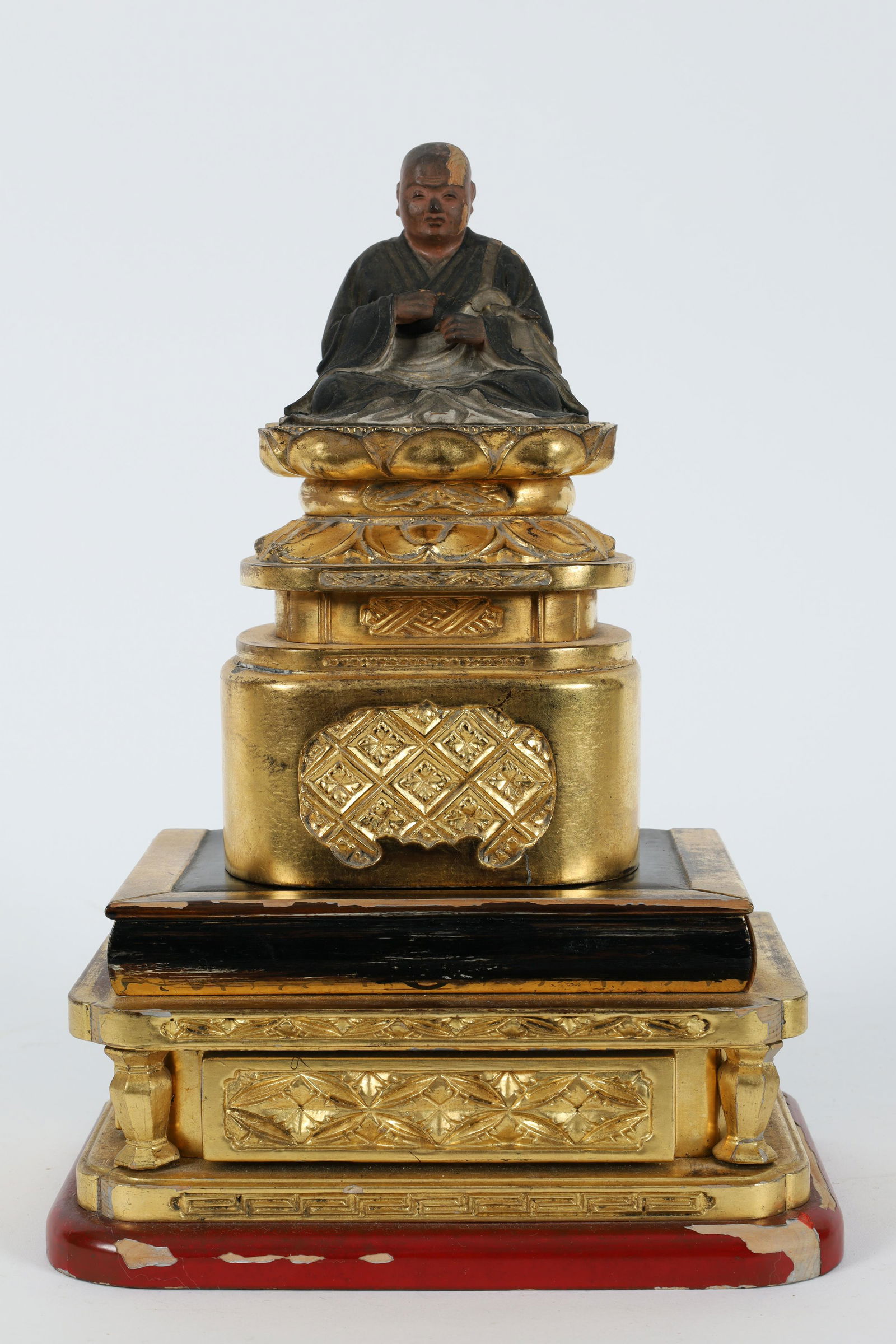 18th C Chinese Gilt Lacquered Wood Buddhist Monk (1 of 10)