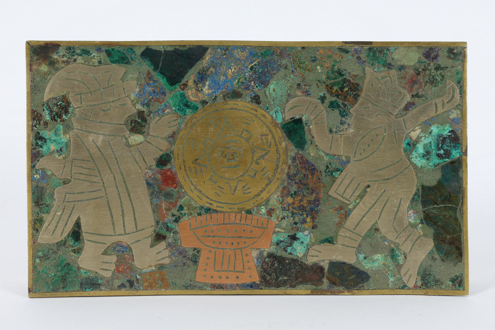 Modernist Mexican Mixed Metal Stone Inlay Box (1 of 6)