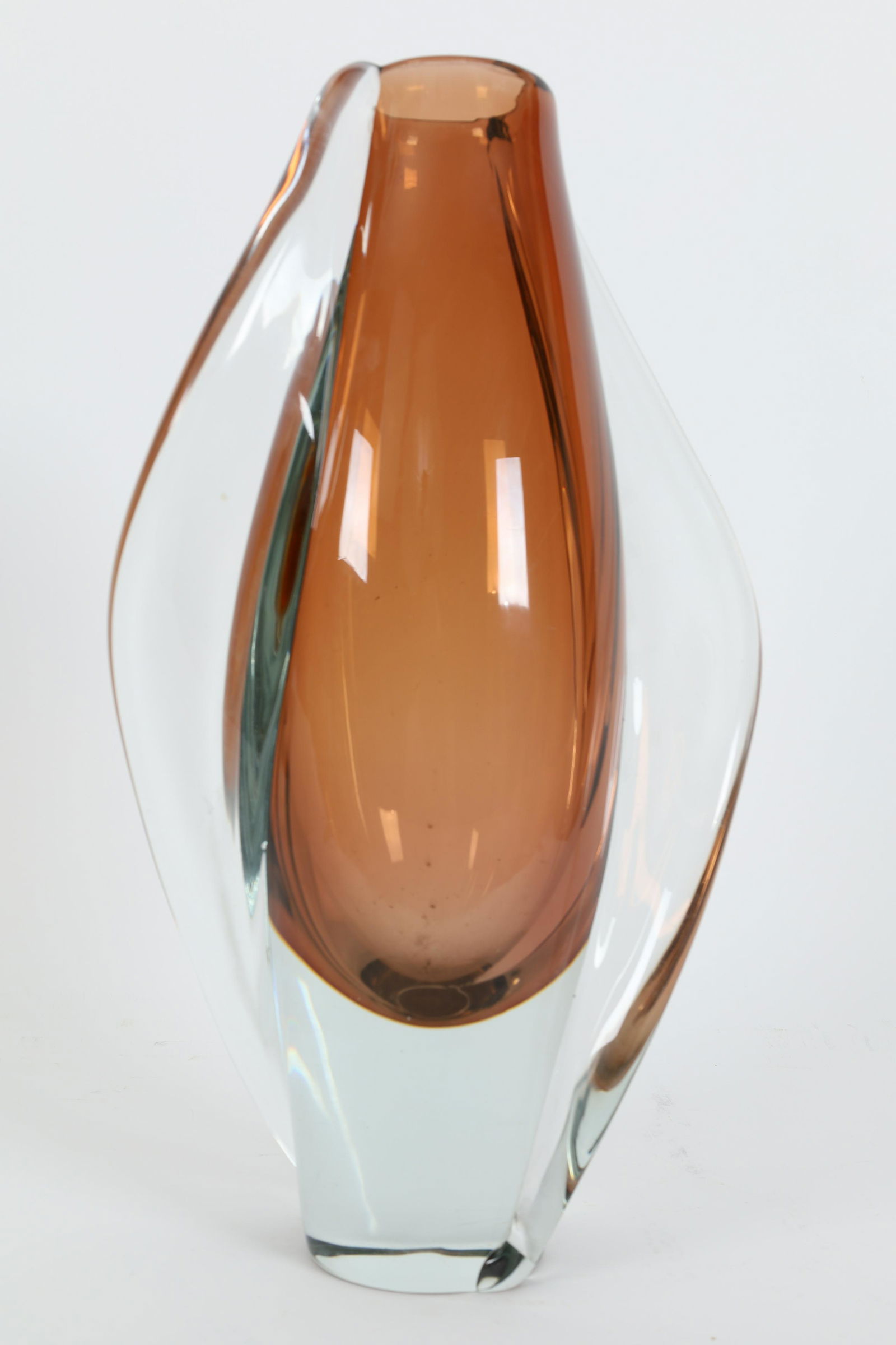 Large Mid Century Modern Amber Murano Vase (1 of 4)