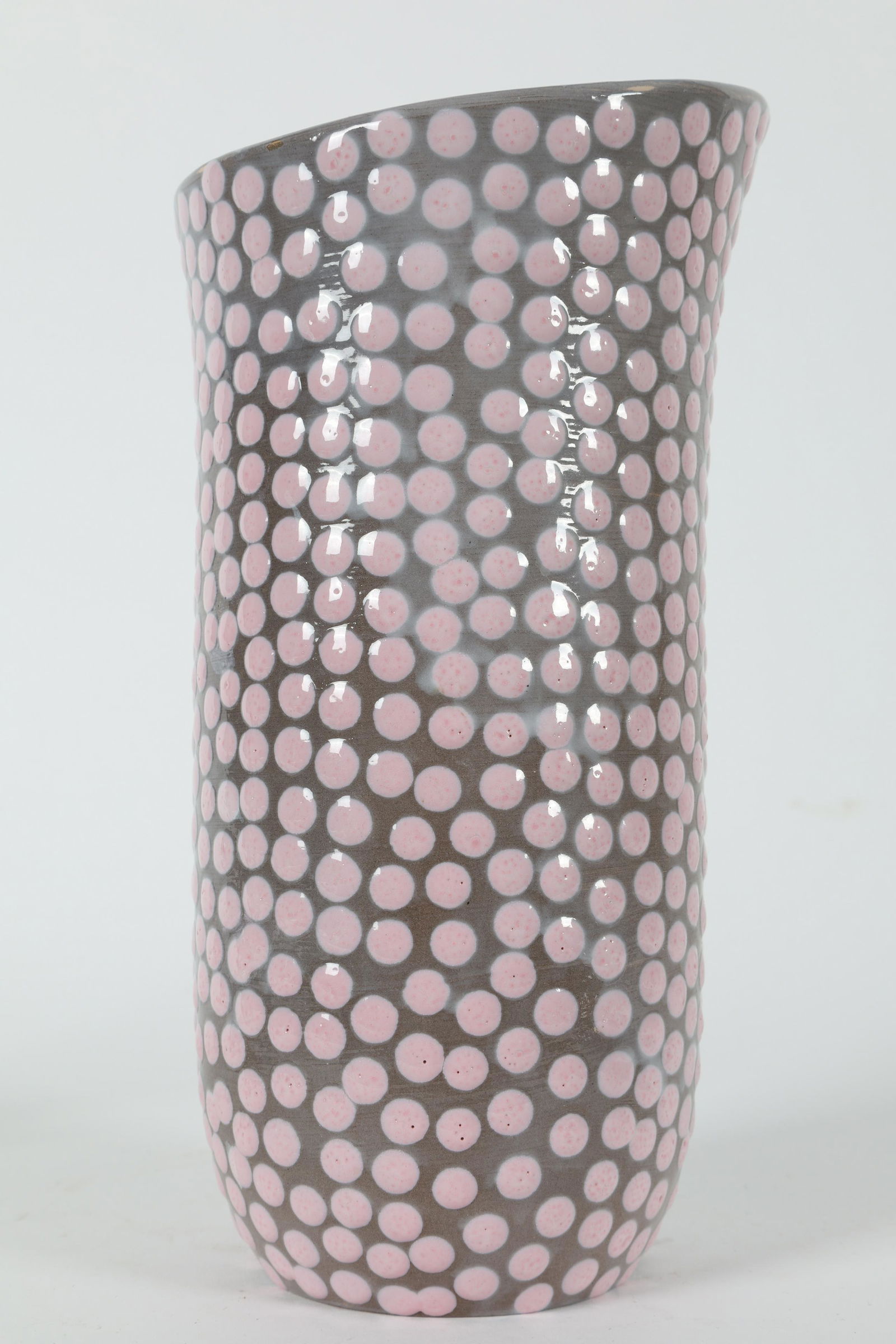 Mid Century Polka Dot Pink Ugo Zaccagnini Vase (1 of 6)
