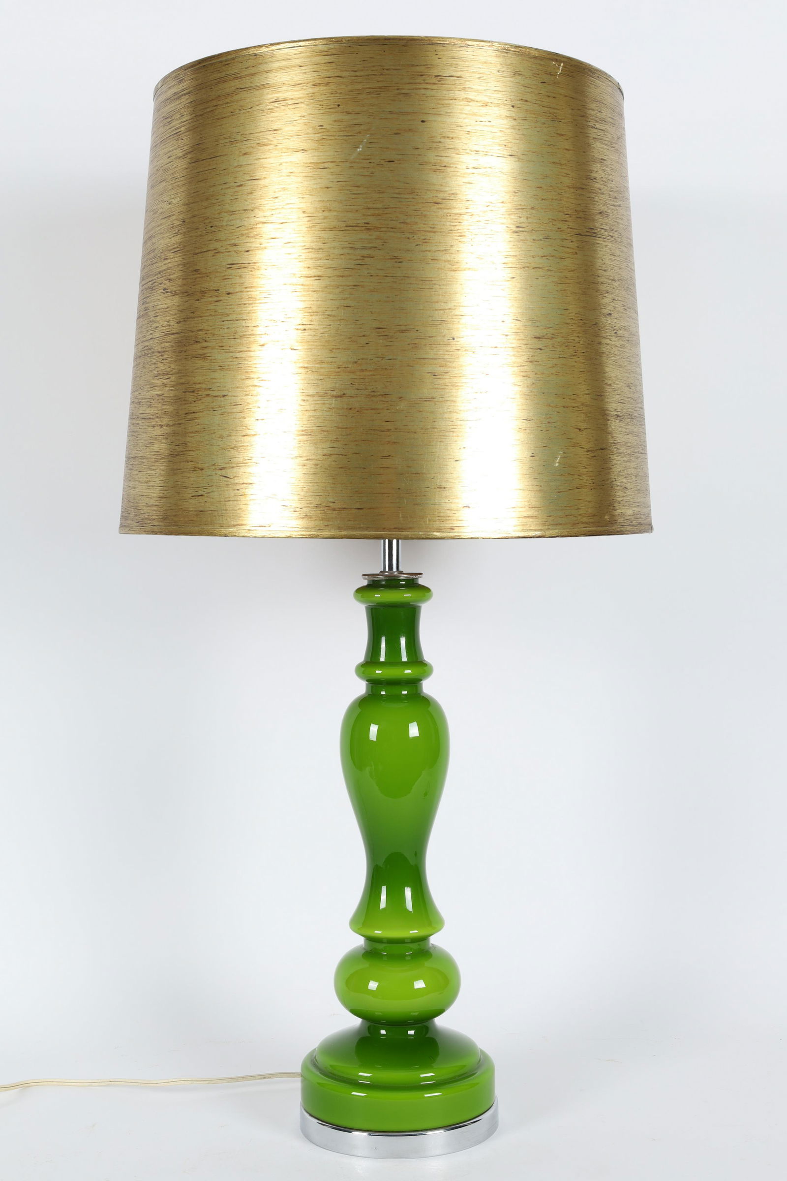 1960s MCM Green and White Cased Glass Lamp (1 of 5)