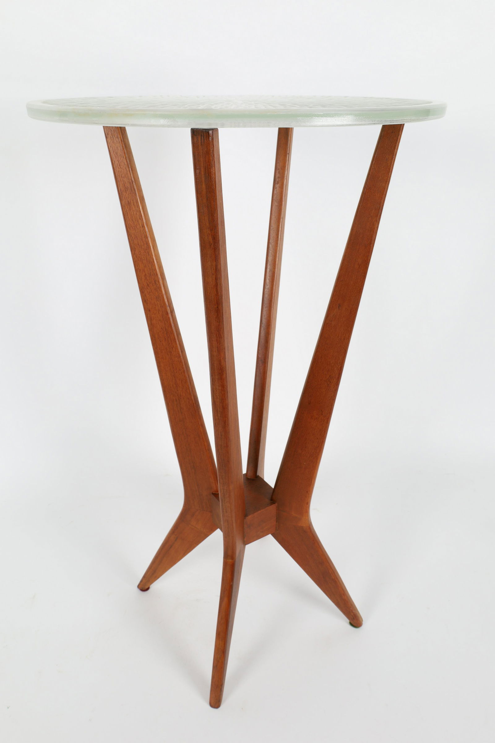 Mid Century Modern Teak Side Table with Glass Top (1 of 7)