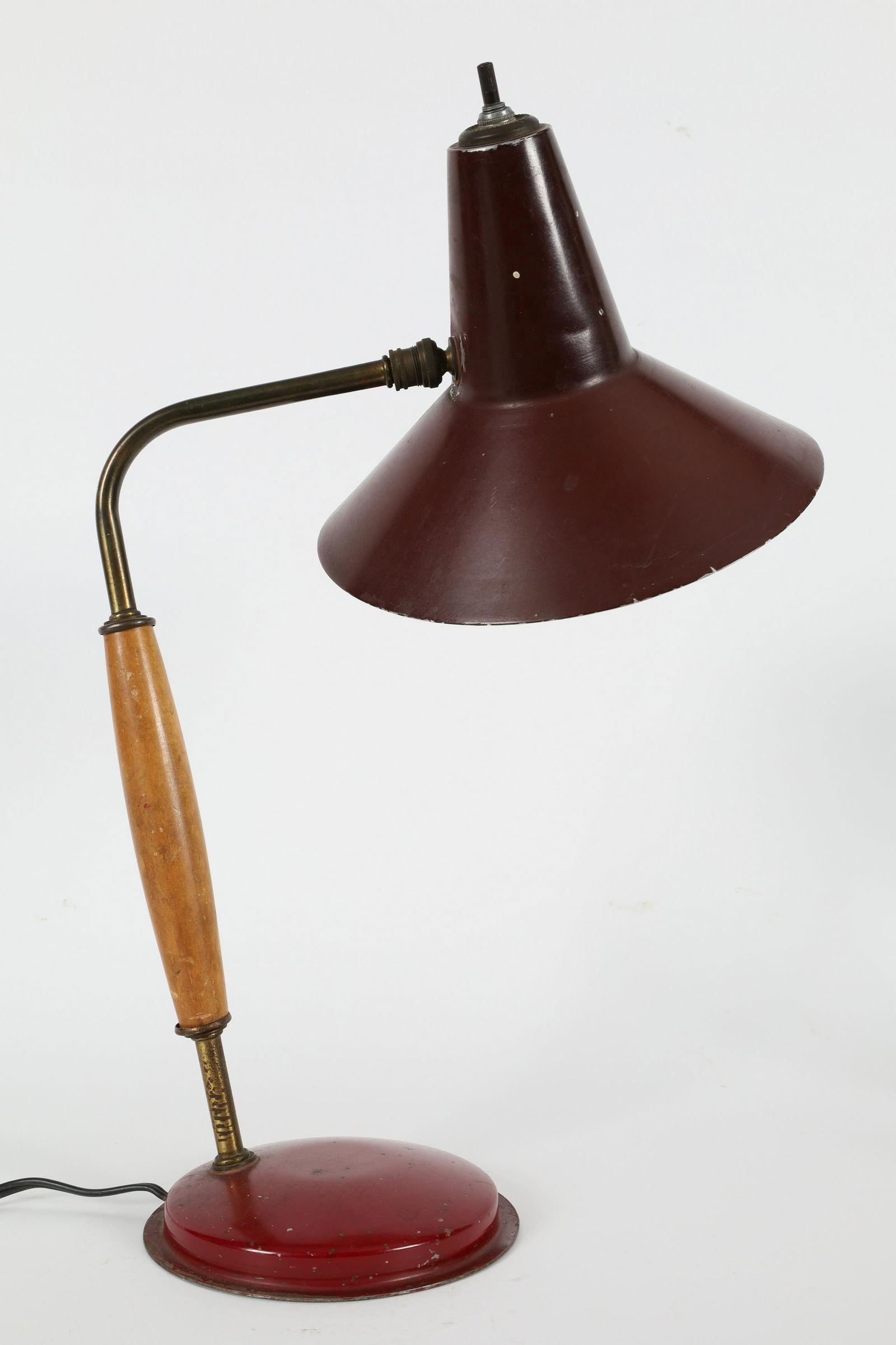 Small Industrial Mid Century Modern Red Desk Lamp (1 of 6)