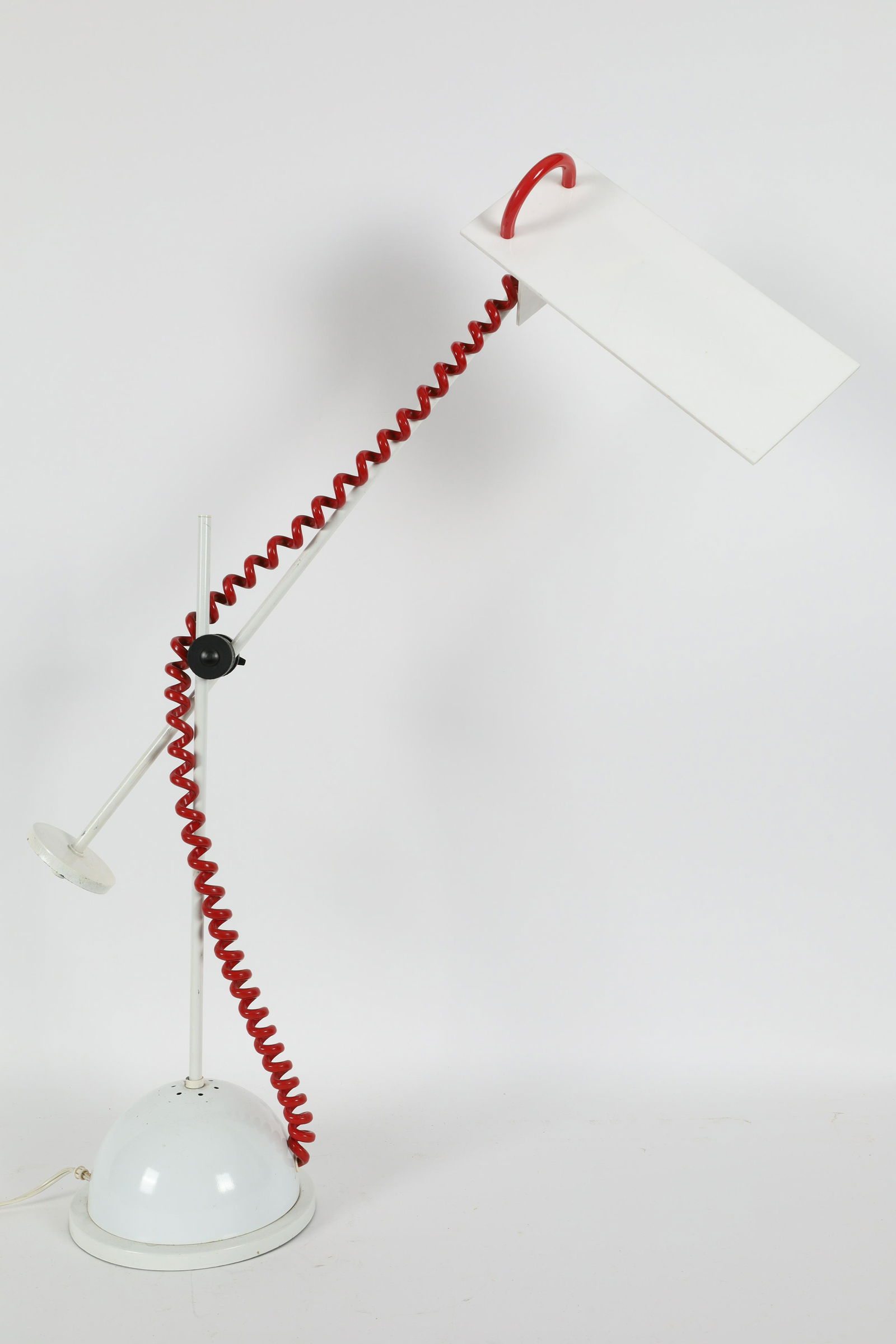 1980s Italian Postmodern White Table Lamp Red Cord (1 of 6)