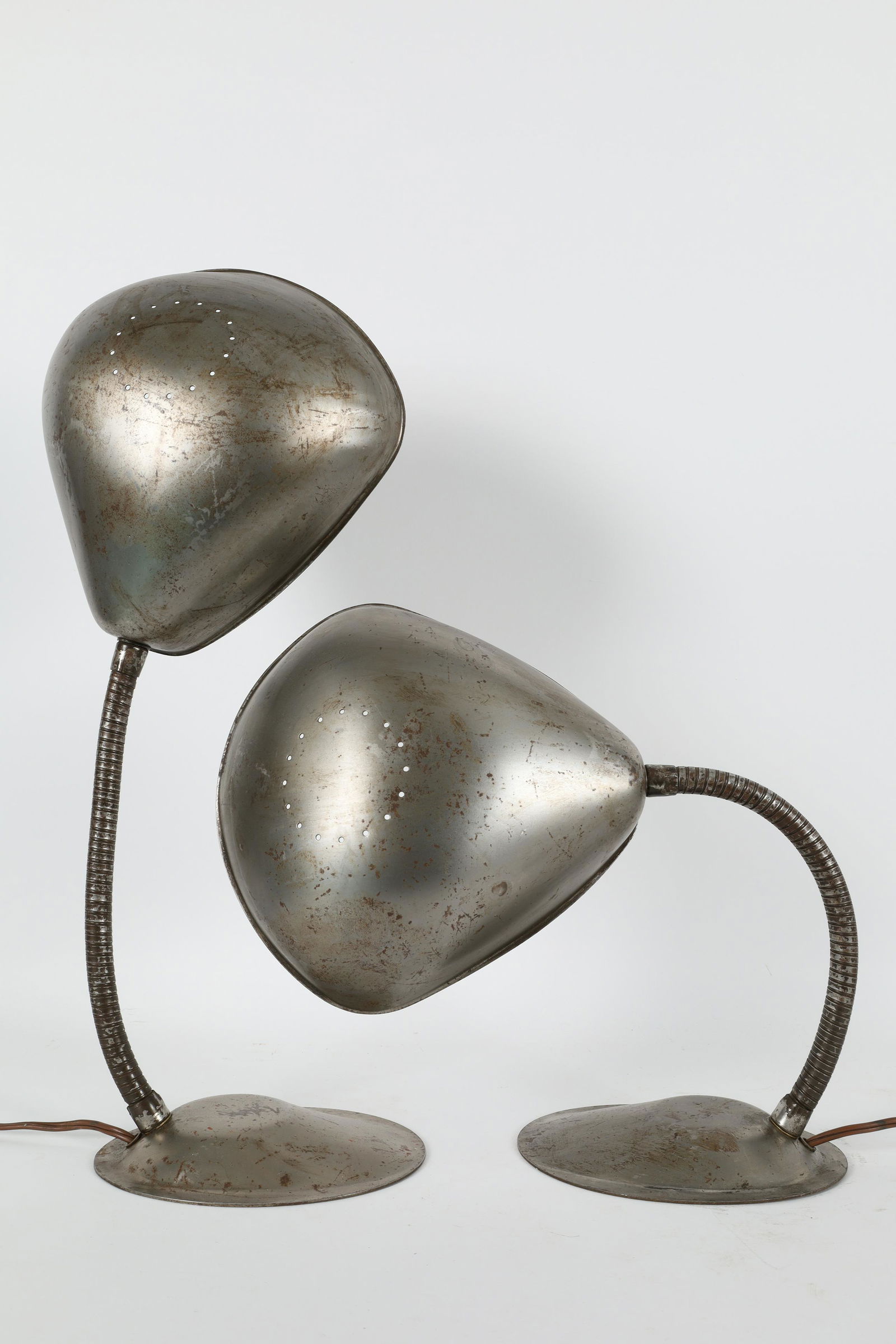 Vintage Modernist Greta Grossman Style Cobra Lamps: Pair Vintage Modernist Greta Grossman Style Cobra Lamps. 20 inches fully extended