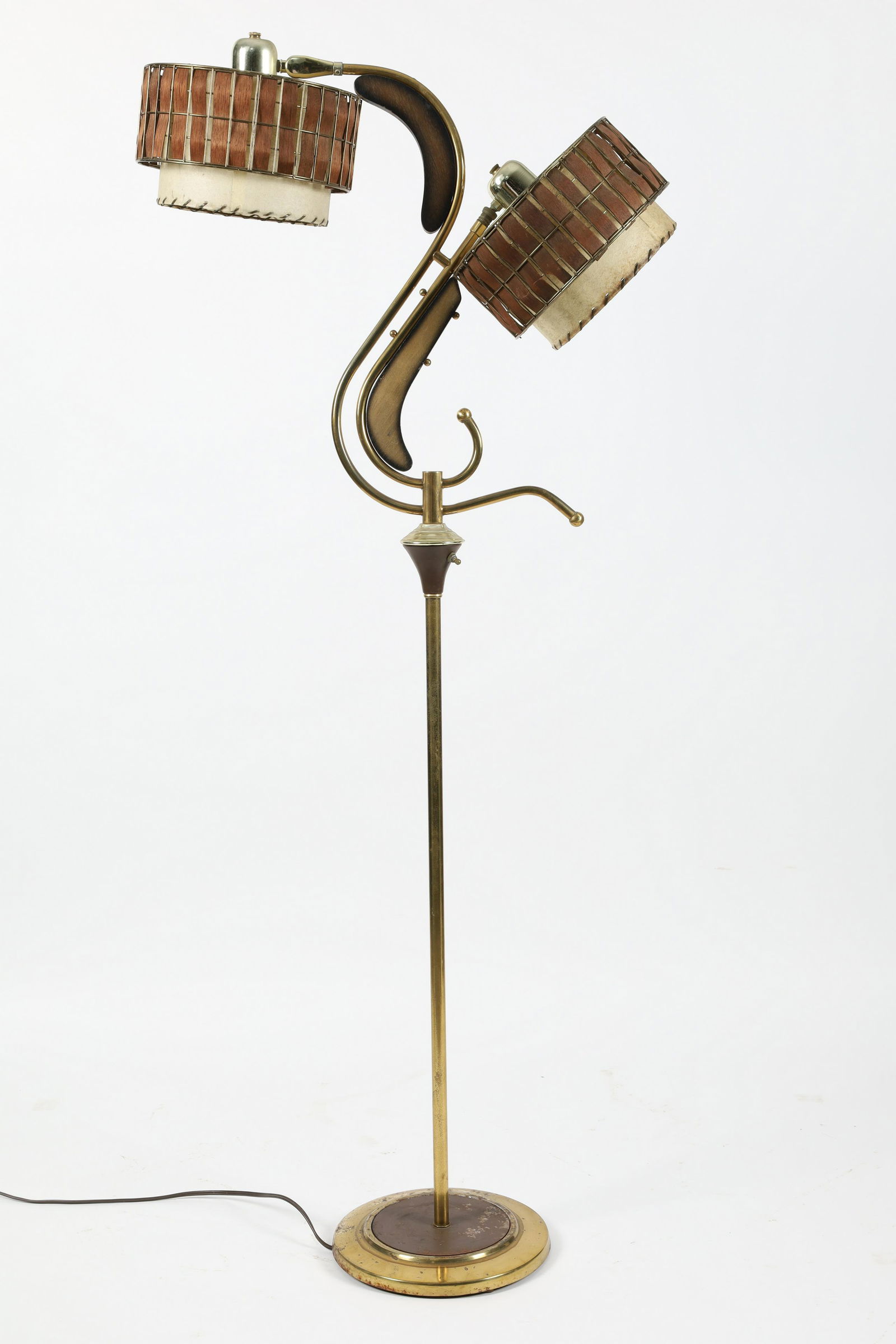 1950s Tiki Majestic Atomic Floor Lamp Teak Shade (1 of 5)