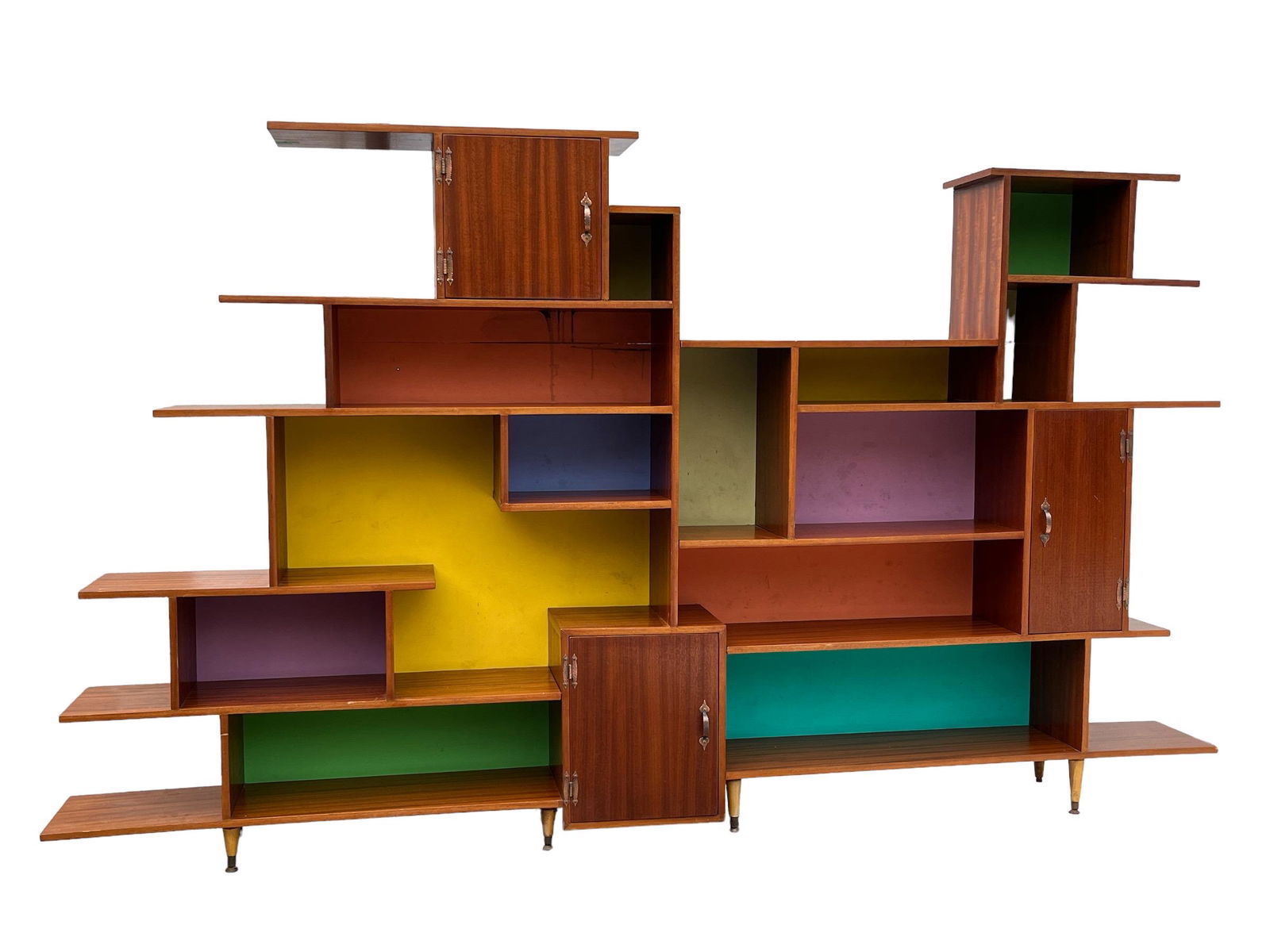Large Mid-Century Teak Custom Shelving System (1 of 5)