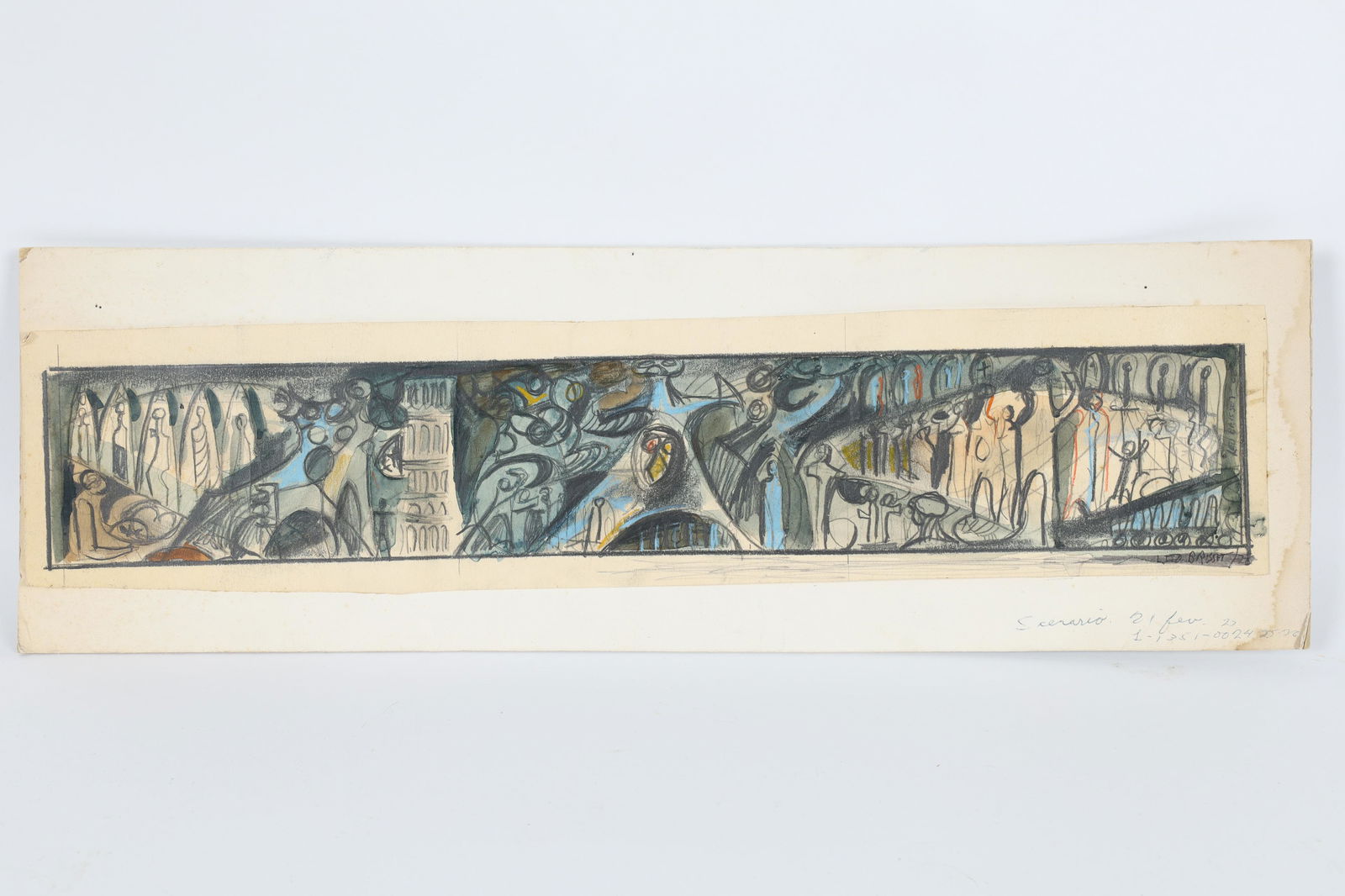 Signed Leo Brisset Modernist Panoramic Painting (1 of 6)