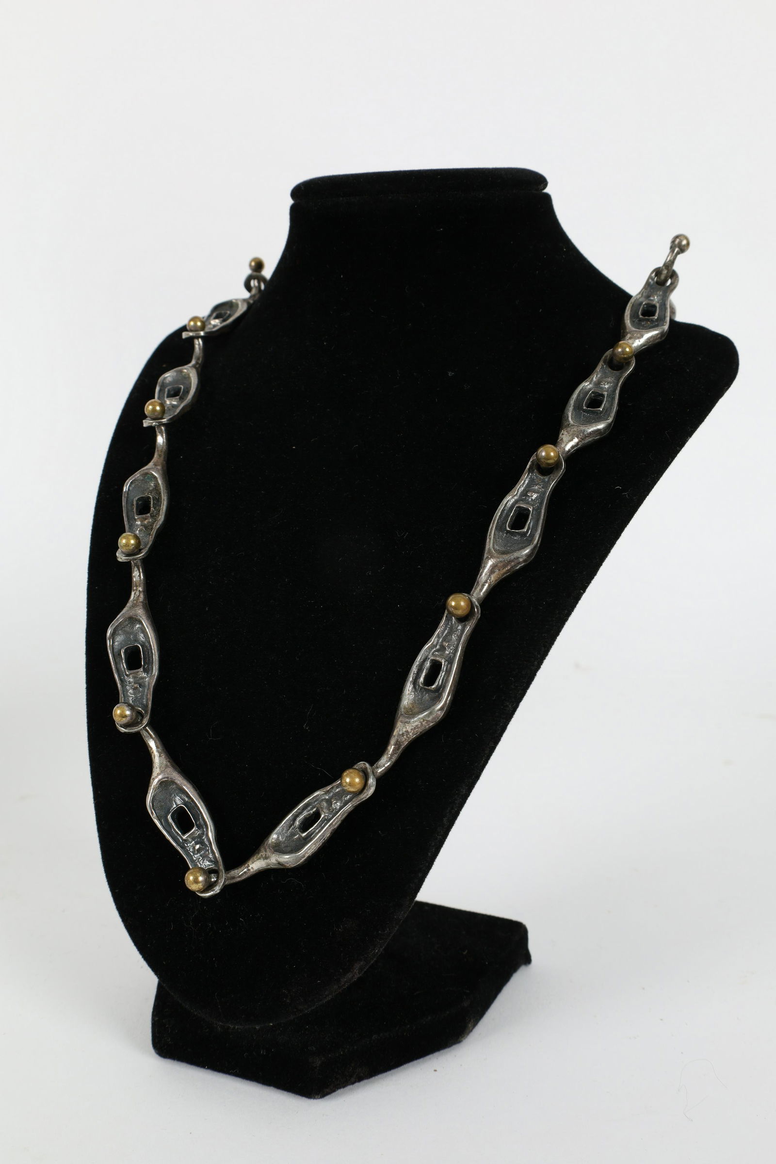 Modernist Brutalist Pewter Large Chain Necklace (1 of 4)