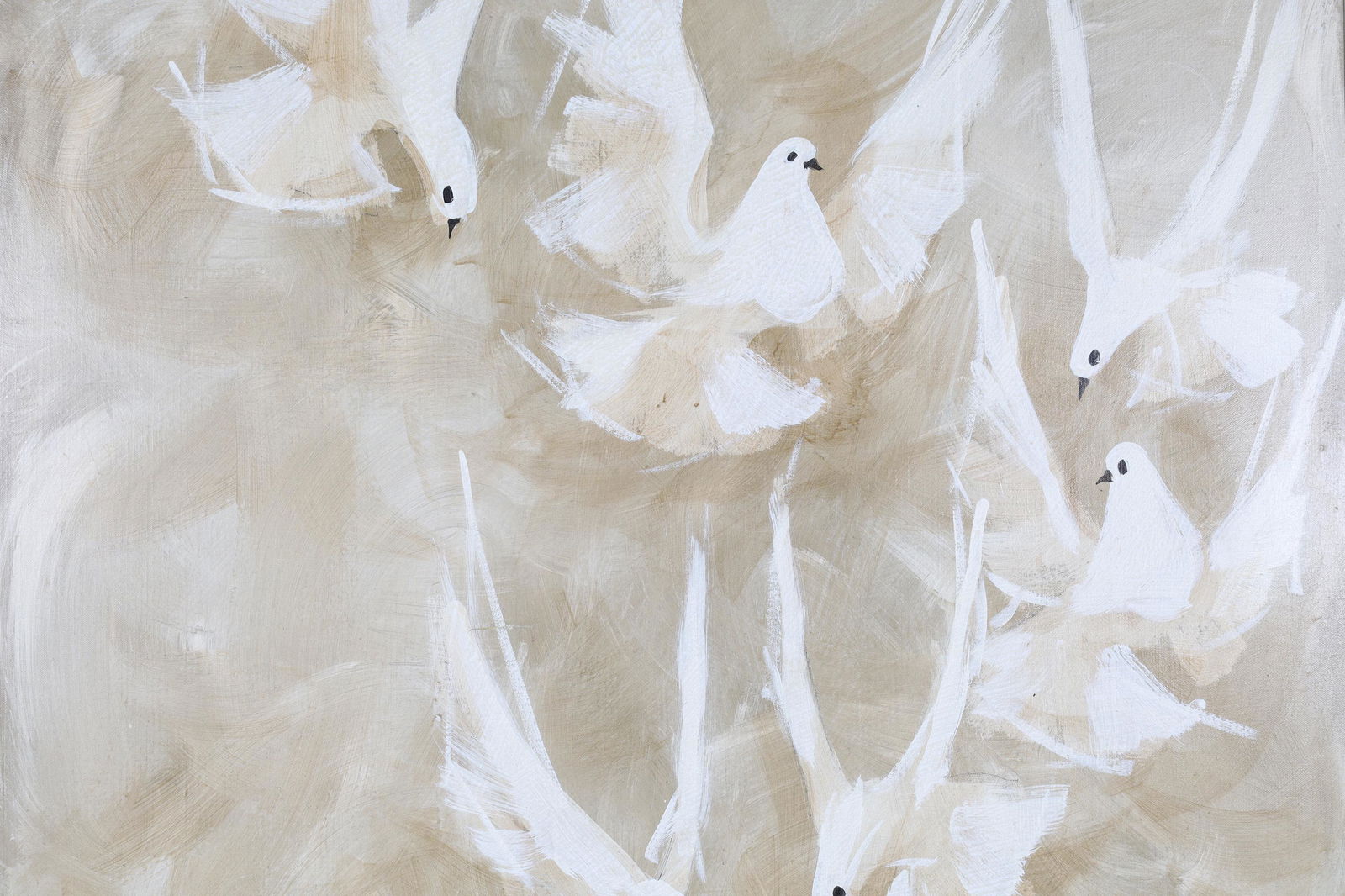 Mid Century Modern Robert McCaine Doves Painting (1 of 8)