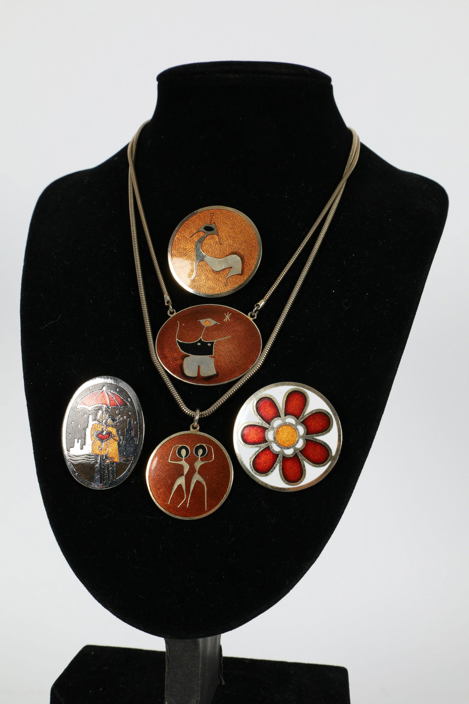 5 Pcs Mid Century Modern Enamel Jewelry (1 of 7)