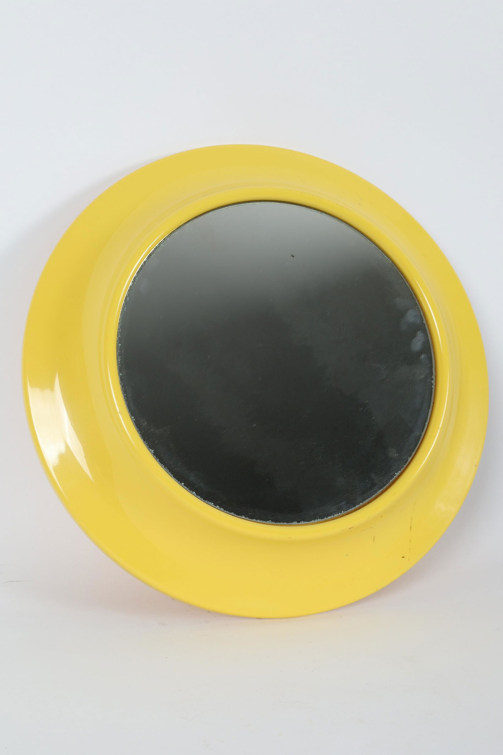 Yellow Mid Century Space Age Round Plastic Mirror (1 of 4)