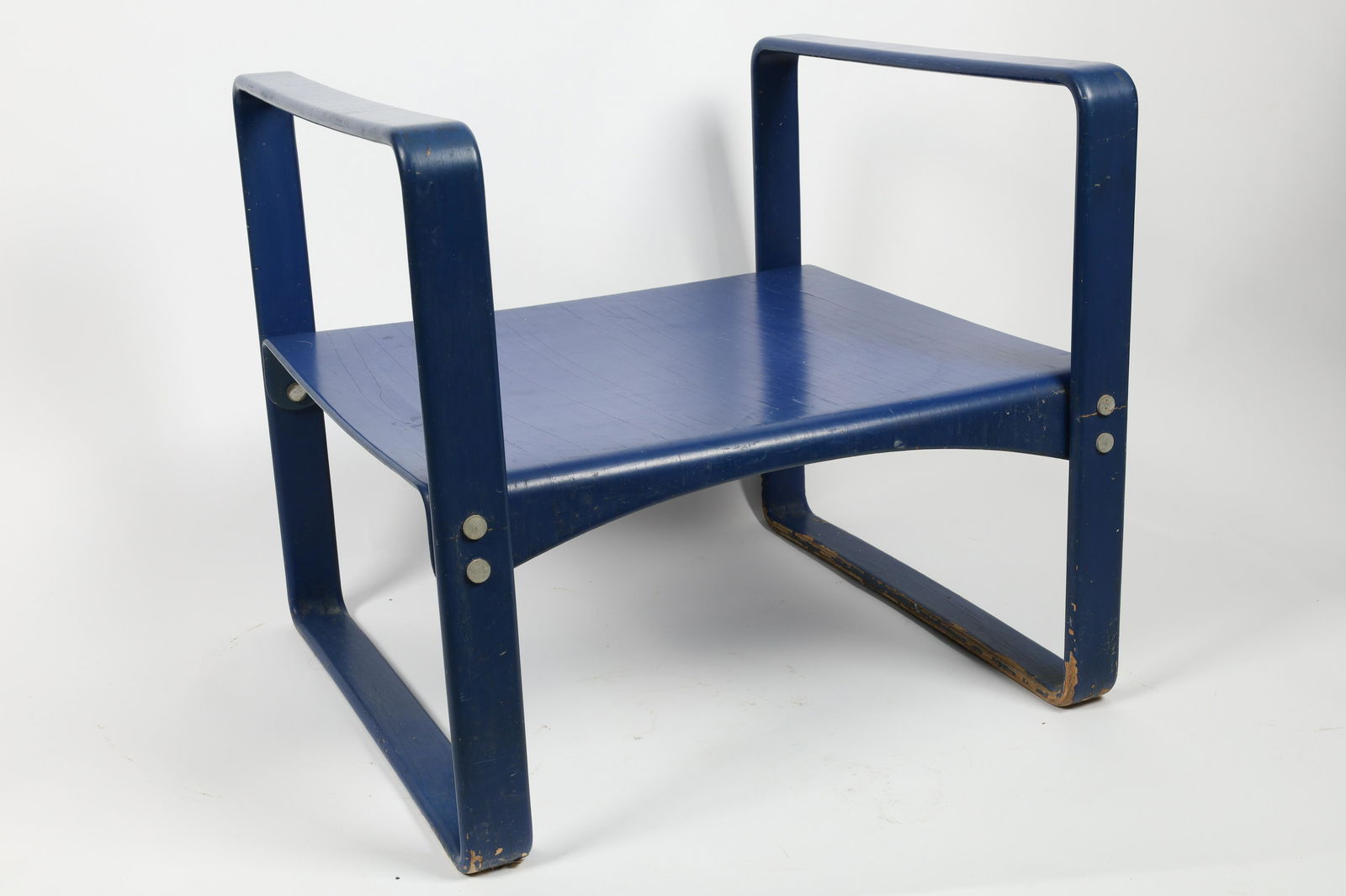 Mid Century Blue Bentwood Aalto Style Ottoman (1 of 5)