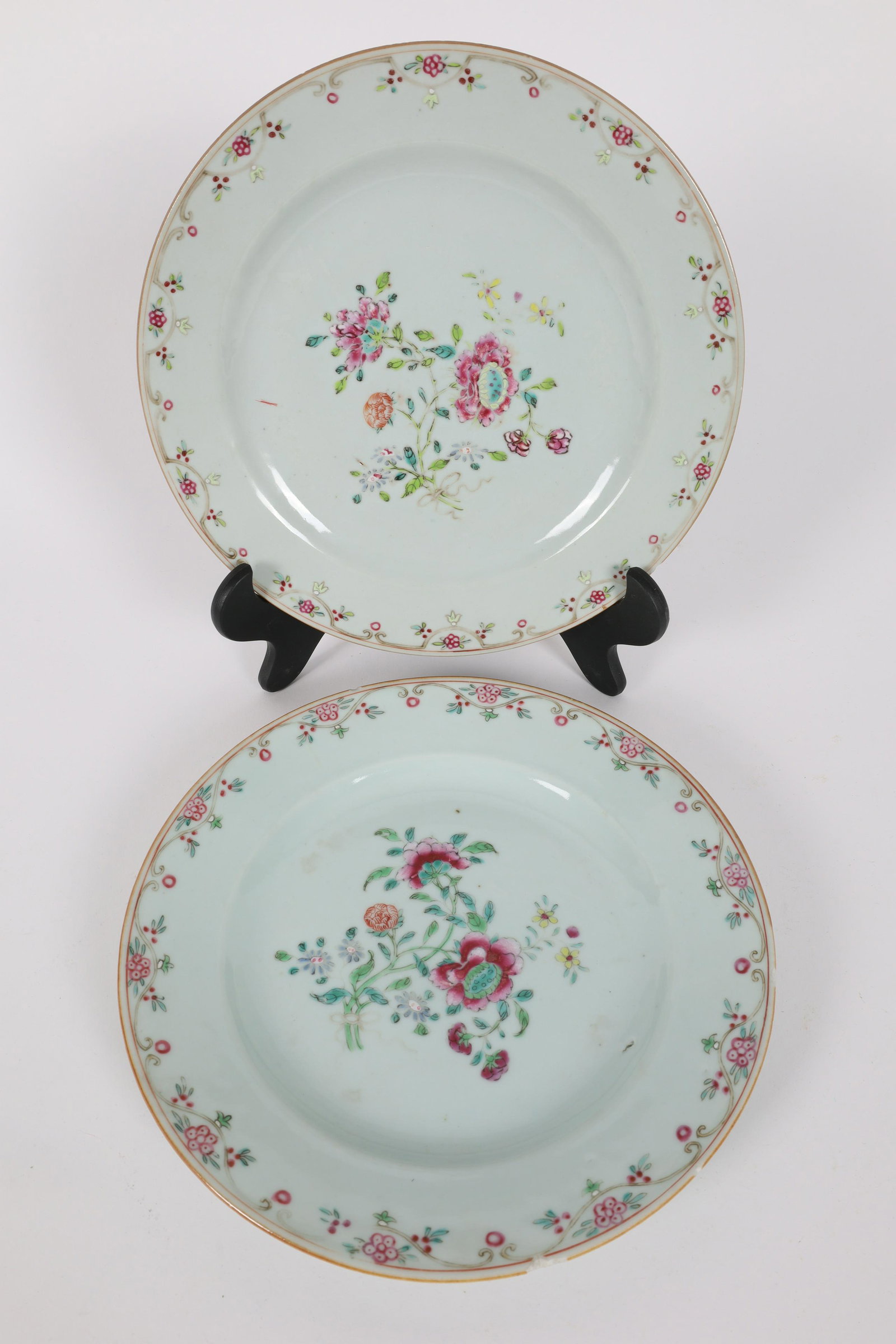 Chinese Export Pair Floral Famille Rose Plates (1 of 11)