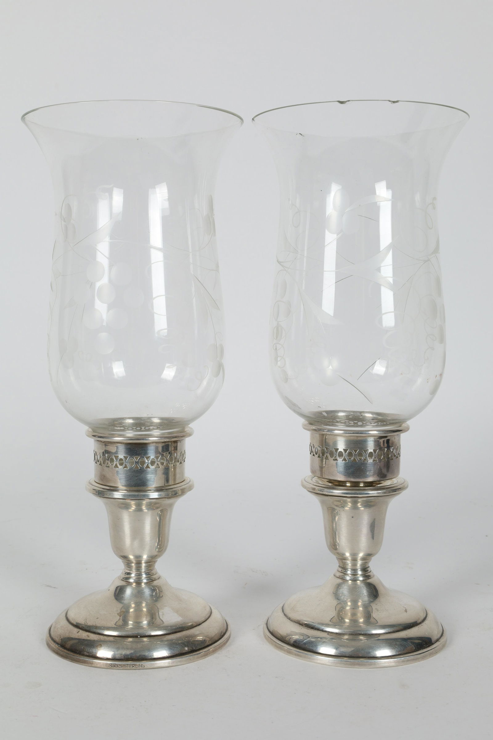 Pair Birks Sterling Silver Candlesticks Hurricanes (1 of 7)