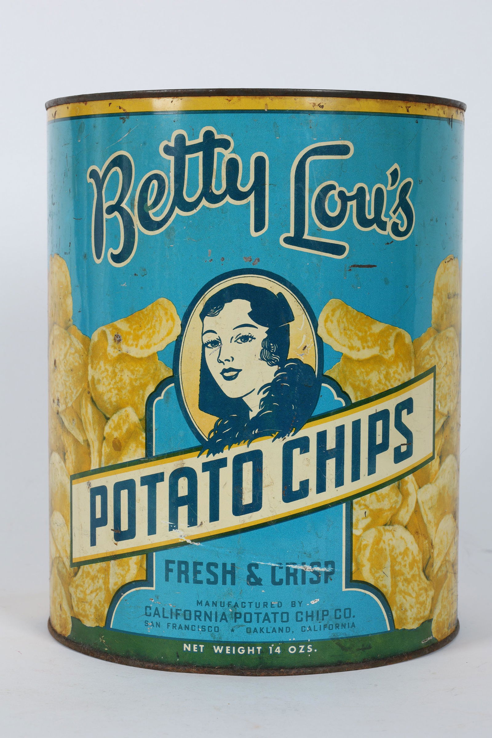 Vintage Betty Lou's Potato Chips 14 Oz Tin