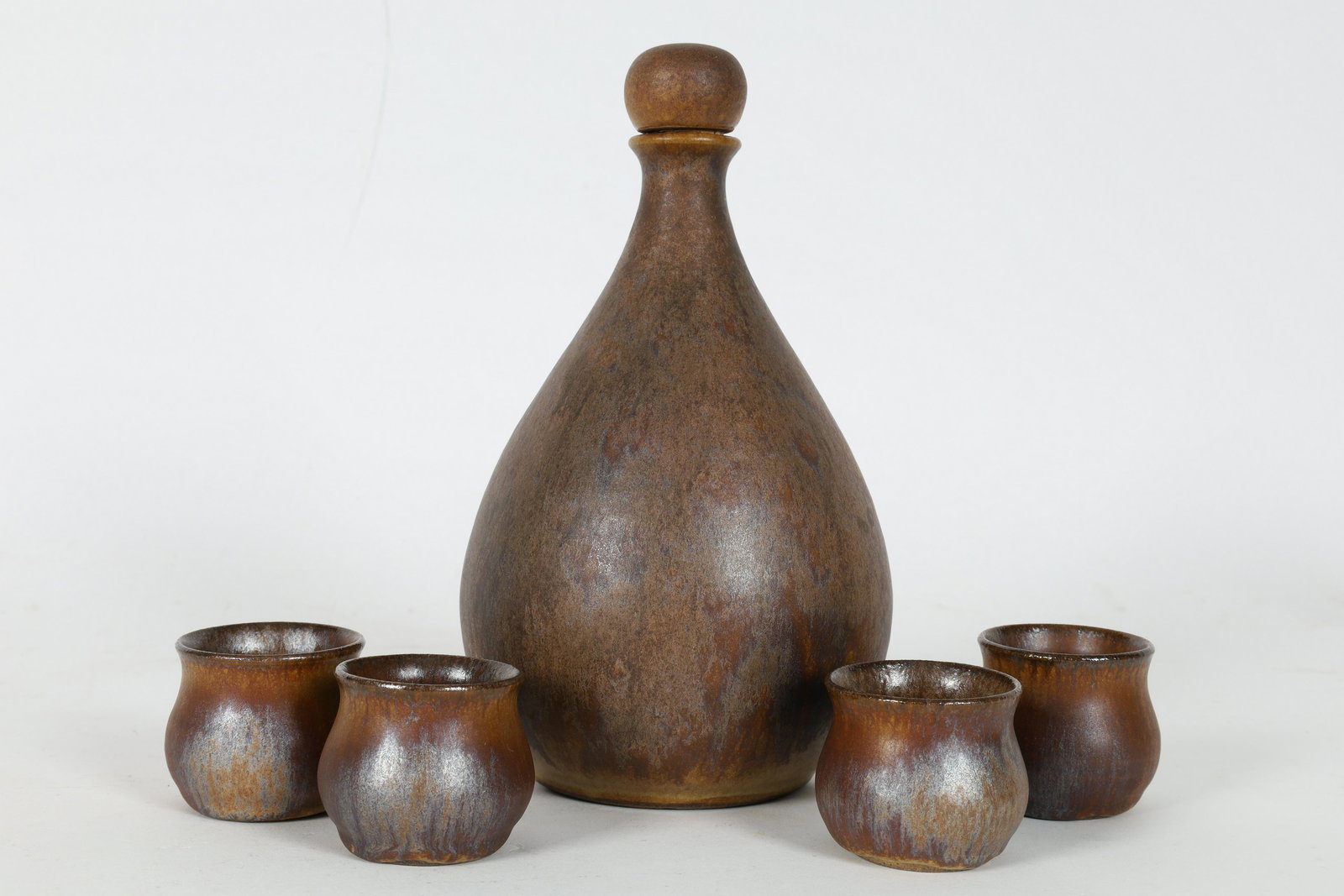 Mid Century Stoneware Grove Pottery Sake Set (1 of 14)