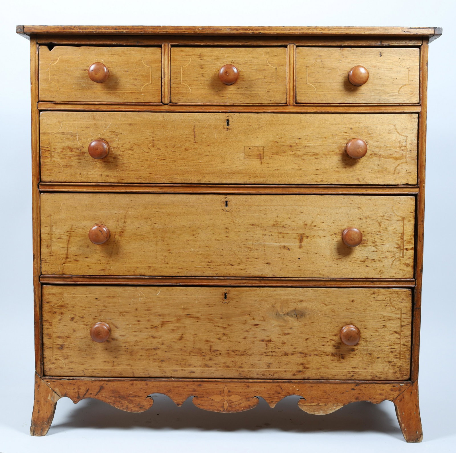 19th C Country Pine Chest of Drawers (1 of 8)