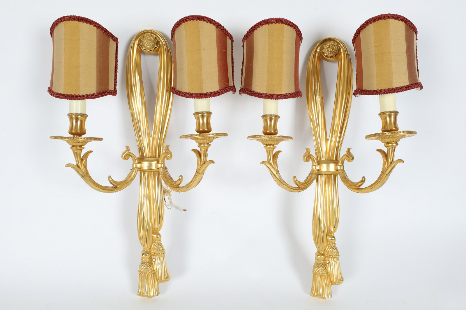 Pair of French Gilt Bronze Tassel Sconces (1 of 8)