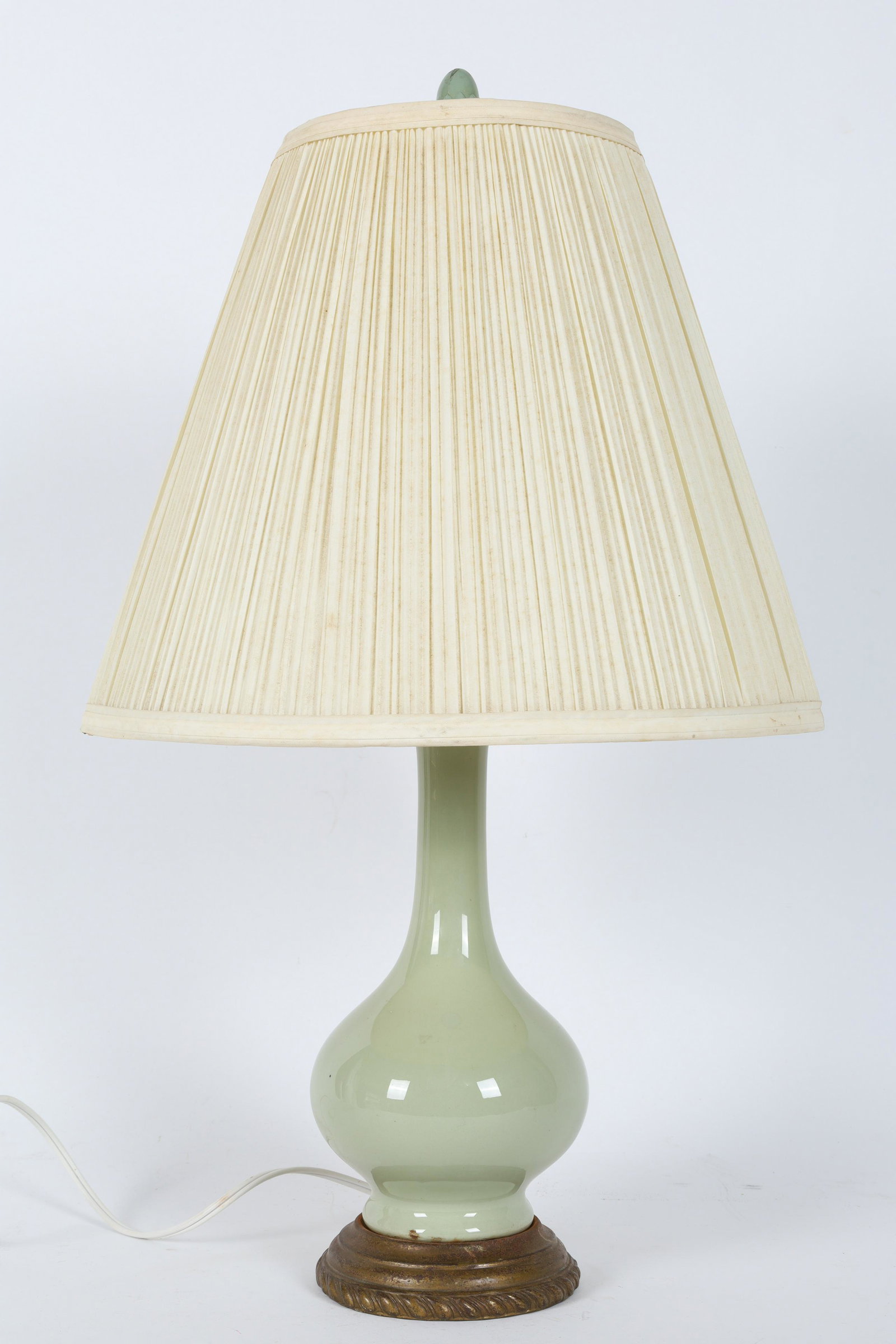 Vintage Green Celadon Vase Lamp (1 of 4)