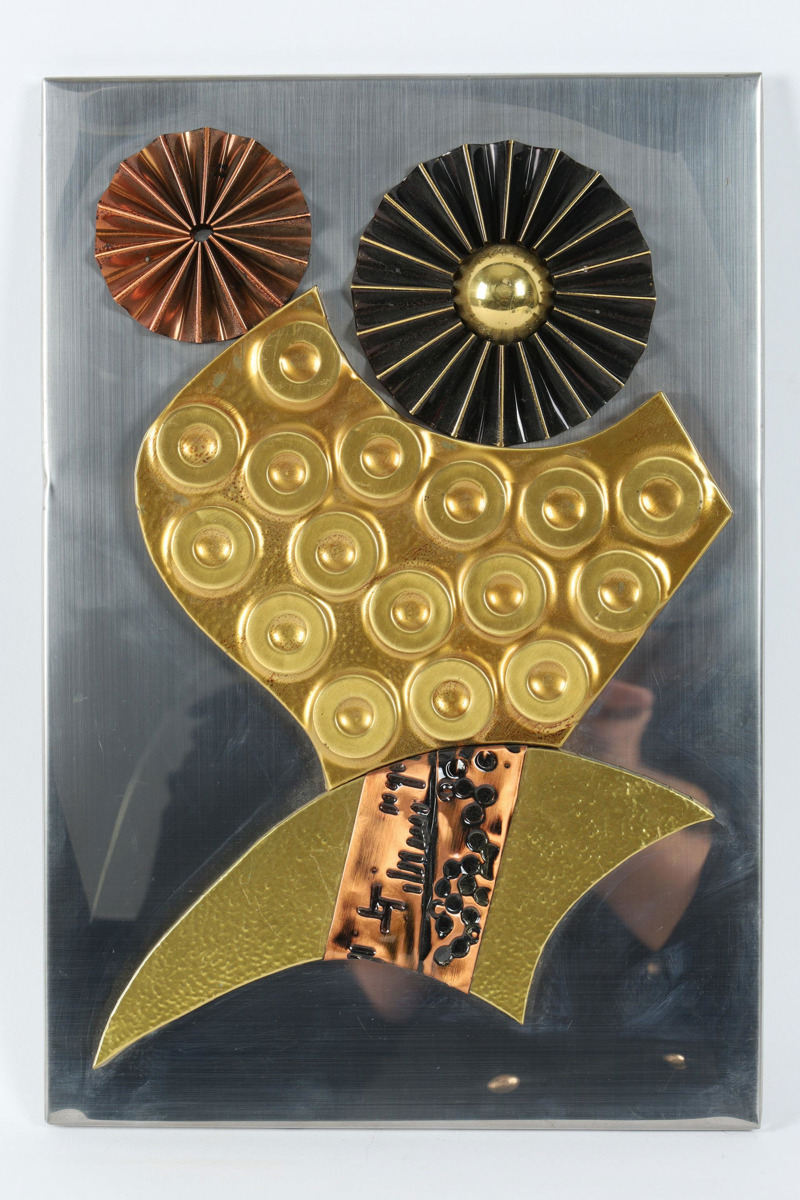 Mixed Metal Brutalist Wall Sculpture Stephen Chun