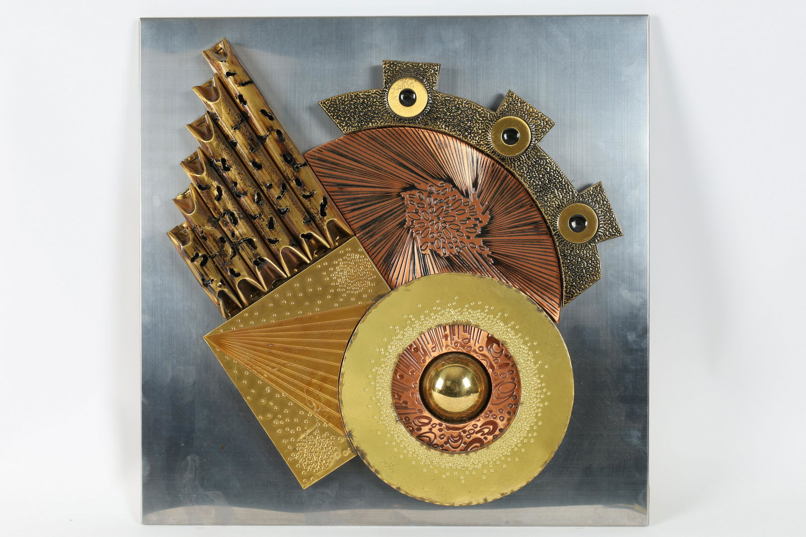 2個セットウォールアート 金属モダンアート Stephen Chun Mixed Metal Brutalist Wall Sculpture Stephen Chun