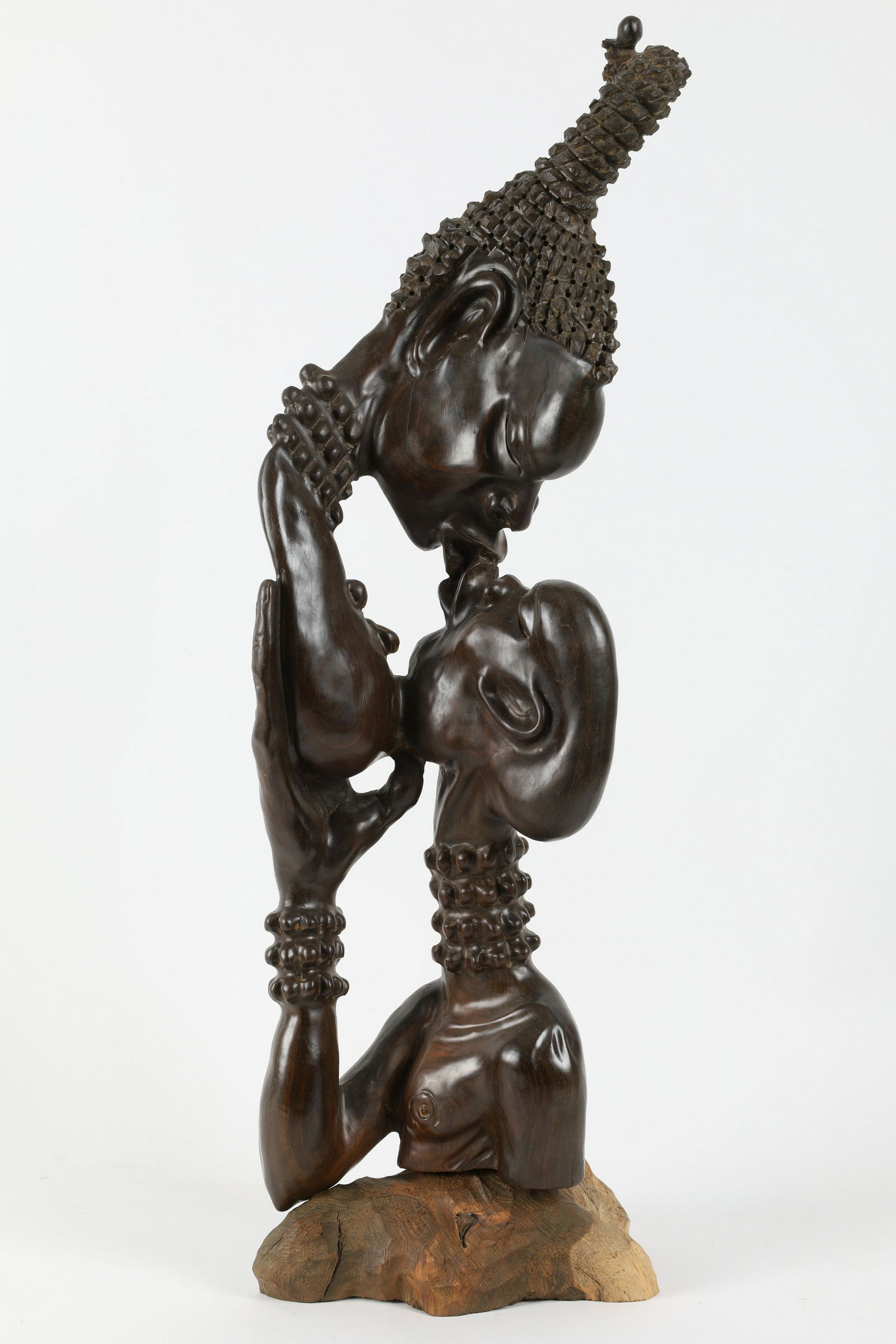 African Carved Wood Sculpture, Figures Embracing (1 of 8)