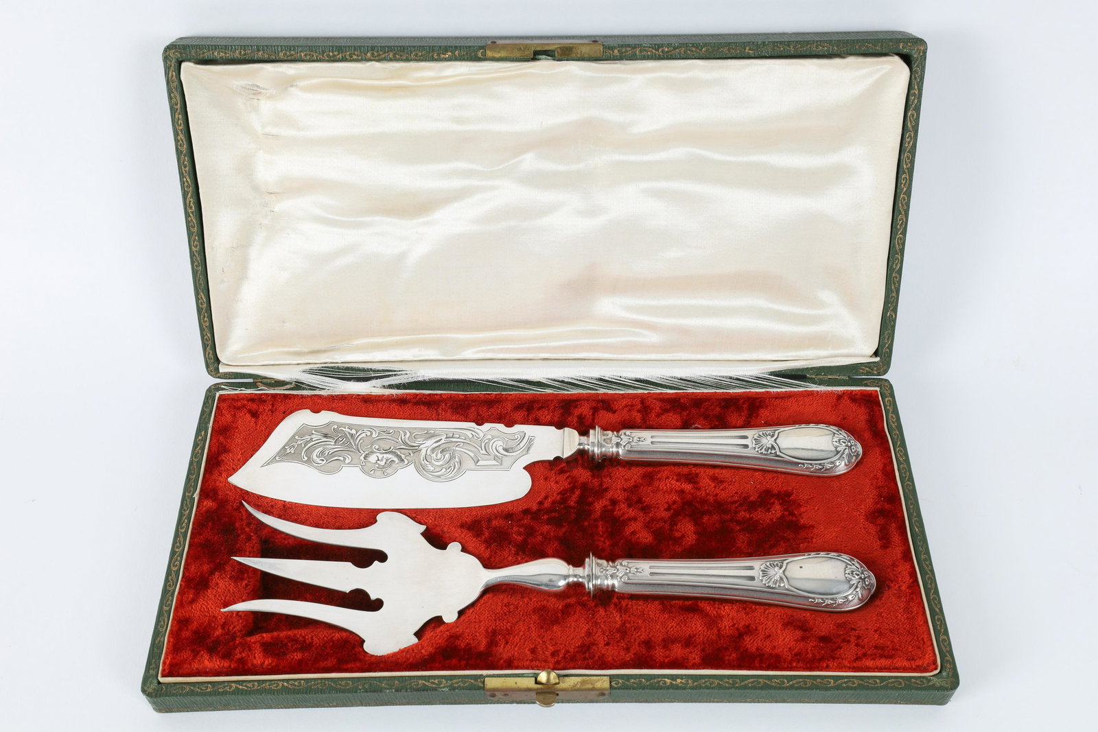 Antique French Engraved Sterling Fish Serving Set (1 of 6)