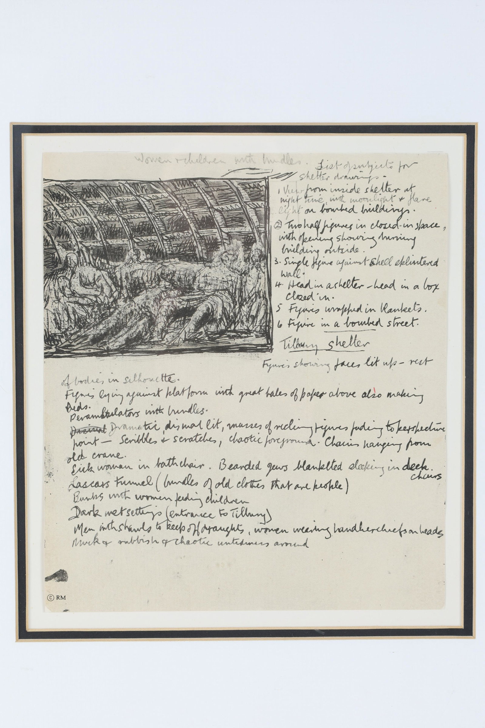 Henry Moore Shelter Sketchbook Print Page (1 of 6)