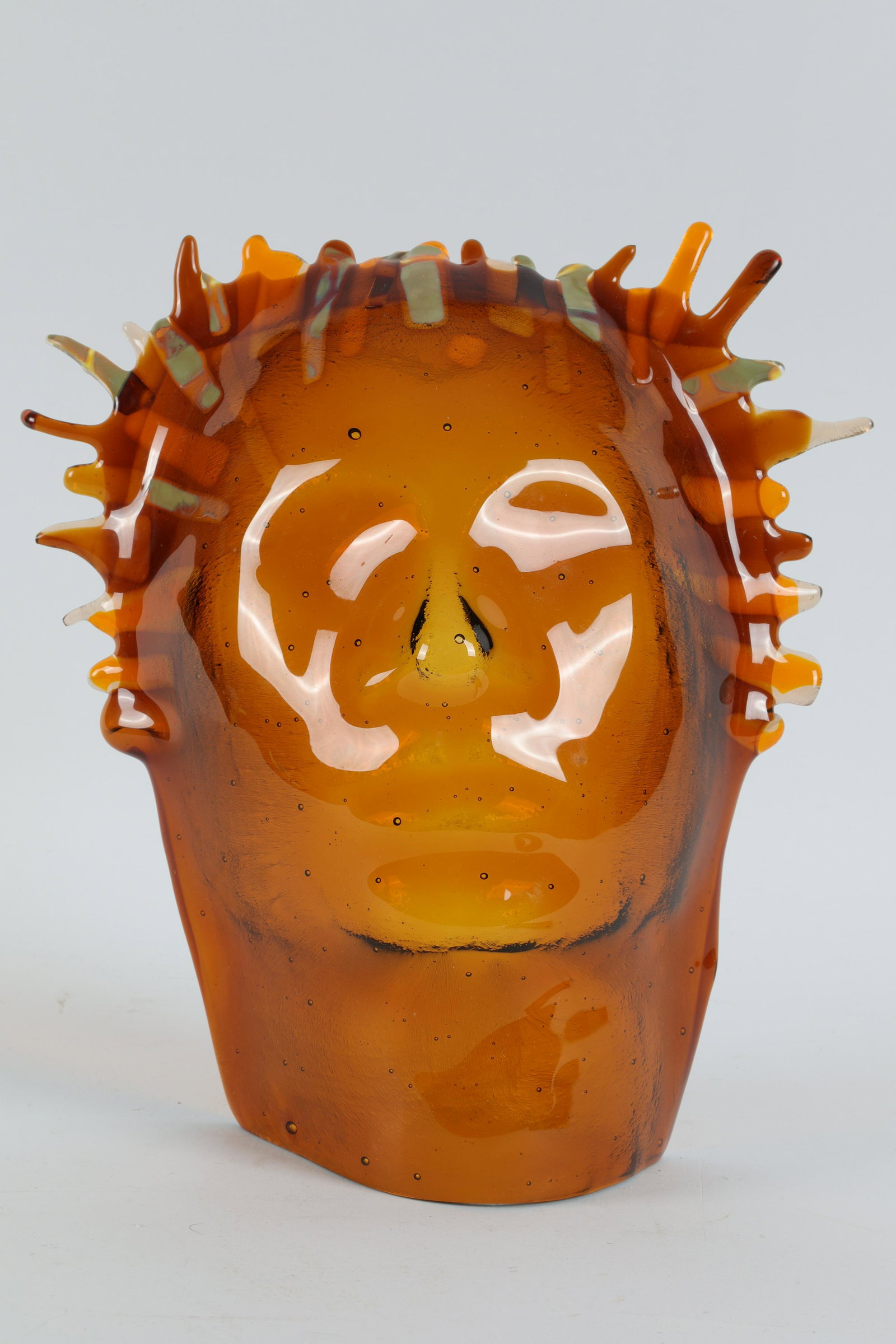 Vintage Art Fusion Glass Mask: Vintage Art Fusion Glass Mask. Measures 10.5 H x 10 W x 3 inches deep.
