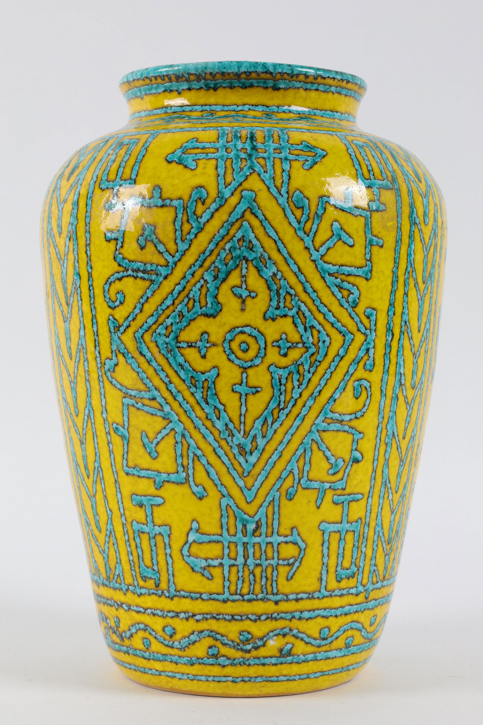 Mid Century Mancioli Yellow Green Italian Vase (1 of 8)