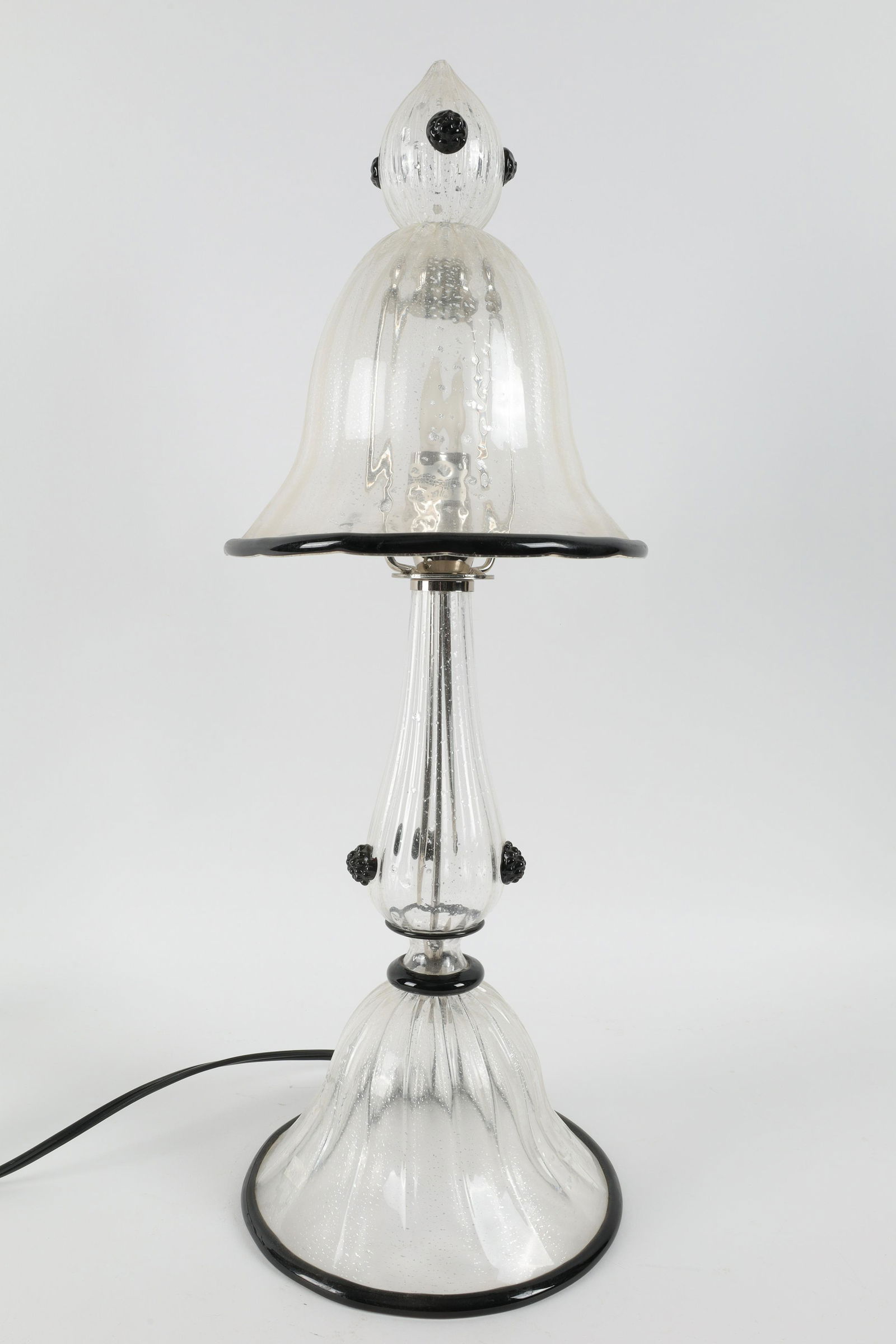 Art Glass Murano Style Table Lamp Silver and Black (1 of 8)