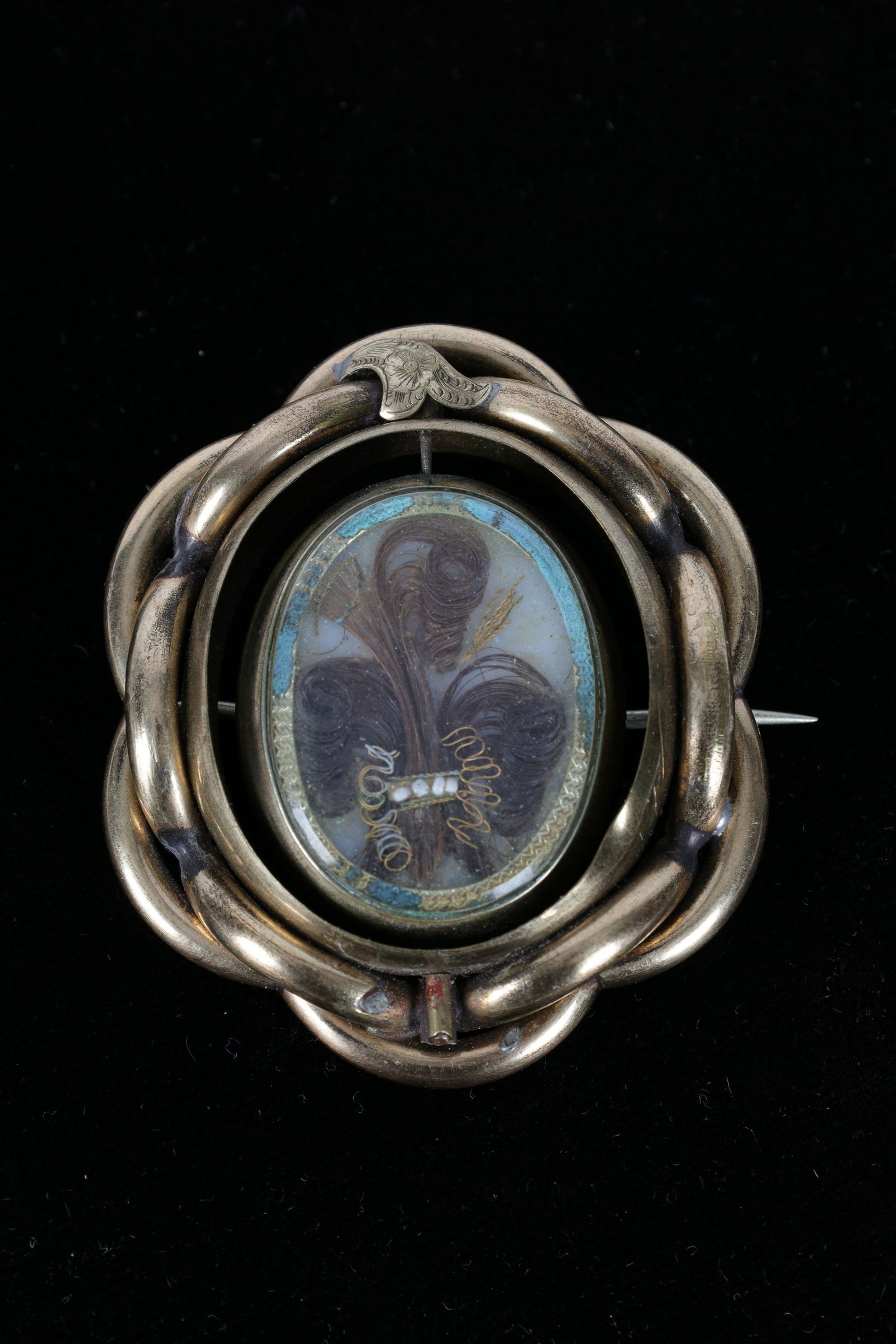 Victorian Gold Plated Swivel Mourning Brooch Hair (1 of 7)
