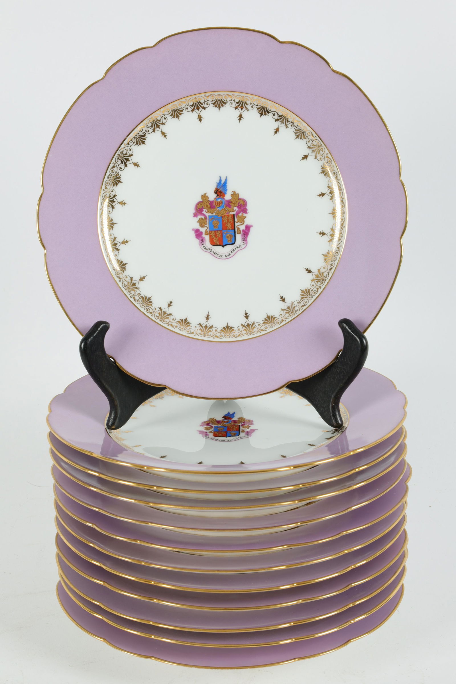 French Porcelain Armorial Lavender Plates 1885 (1 of 8)