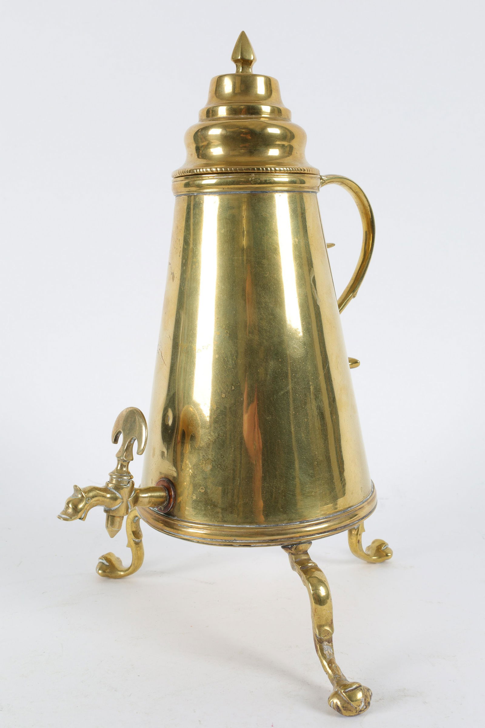 Antique Dutch 18th Century Brass Footed Coffee Urn (1 of 6)