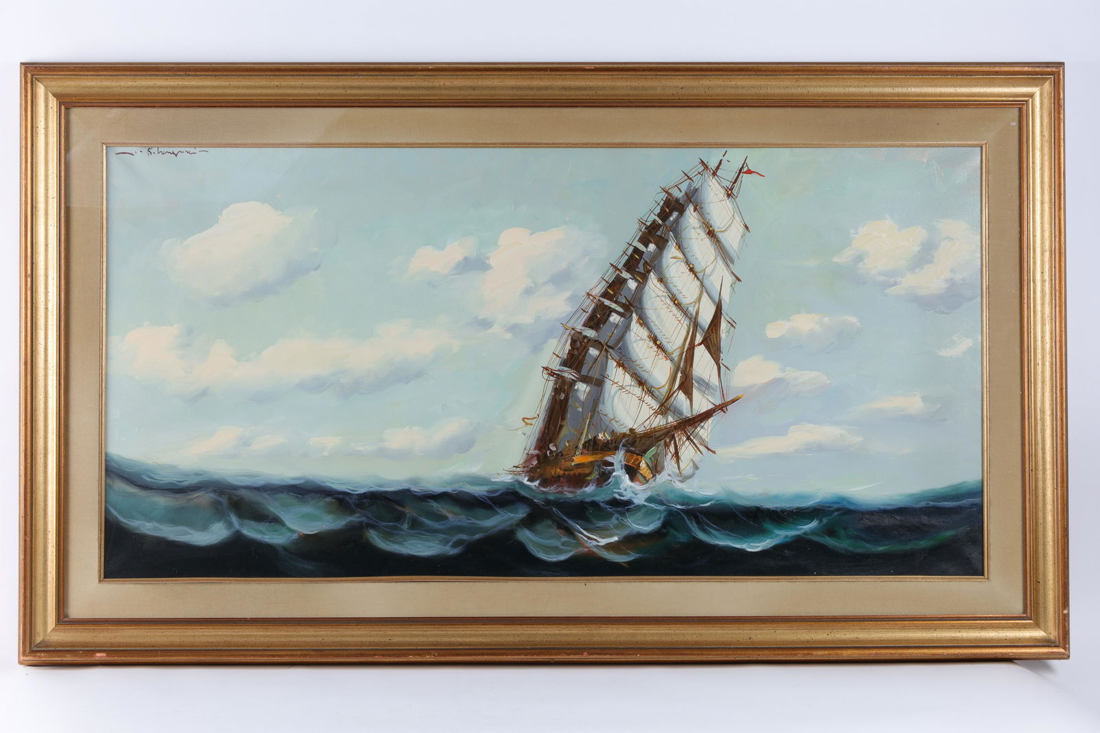 19th C European School Oil Painting, Sailing Ship (1 of 6)
