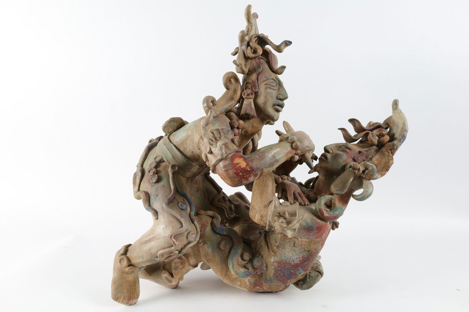 Large Mayan Ceramic Sculpture Two Warriors (1 of 16)