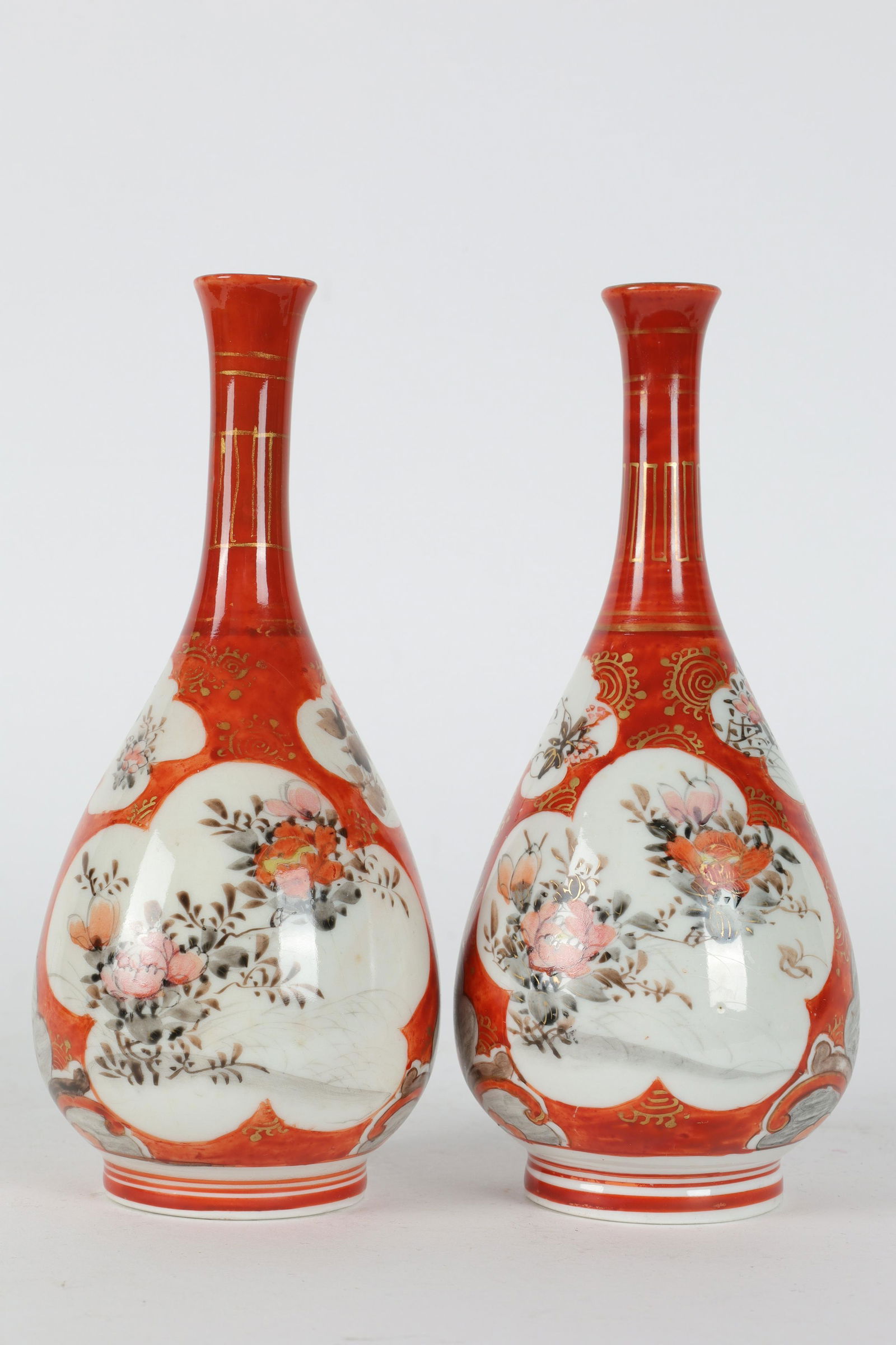 Japanese Meiji Pair of Kutani Floral Vases Signed (1 of 8)